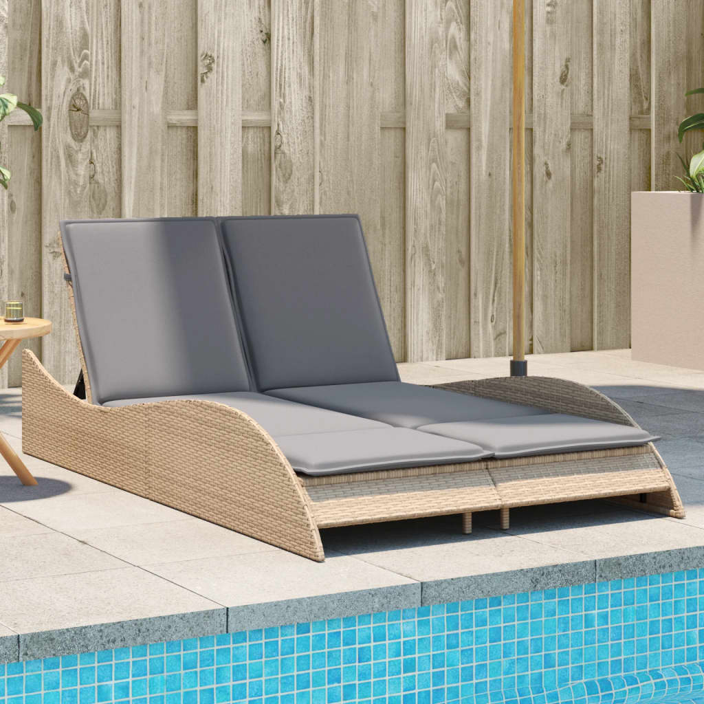 Sonnenliege Gartenliege Liegestuhl Relaxliege Strandliege Doppelliege Polyrattan - Bild 41 von 71