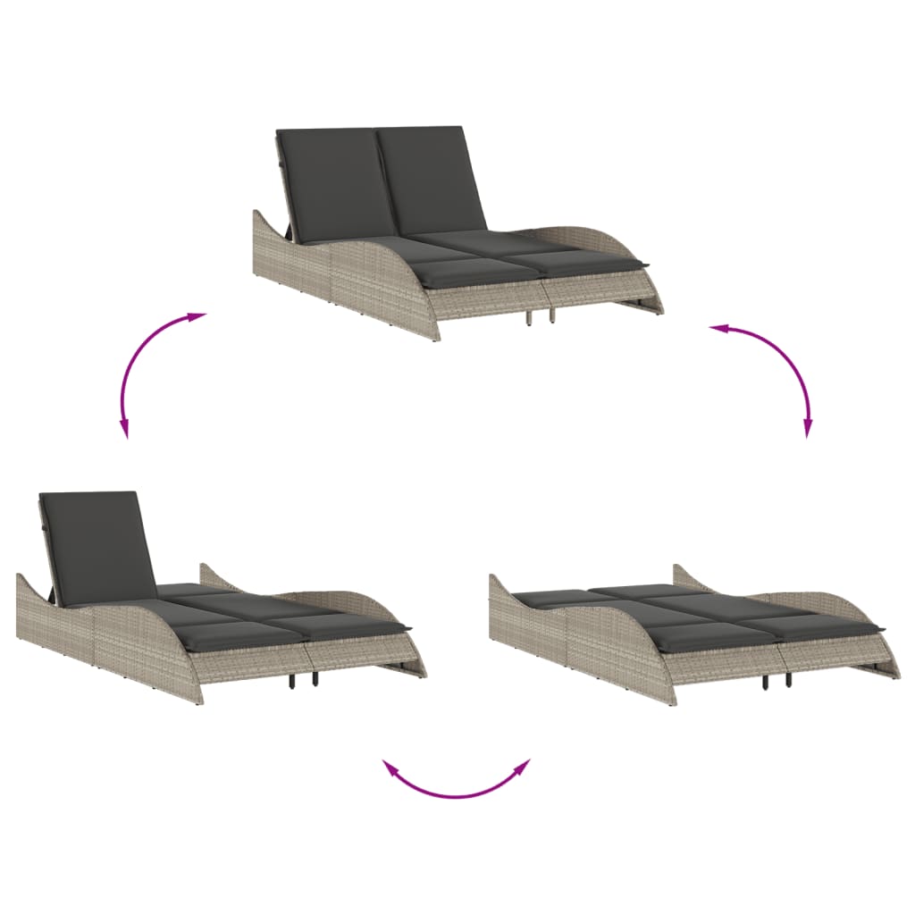 Sonnenliege Gartenliege Liegestuhl Relaxliege Strandliege Doppelliege Polyrattan - Bild 69 von 71