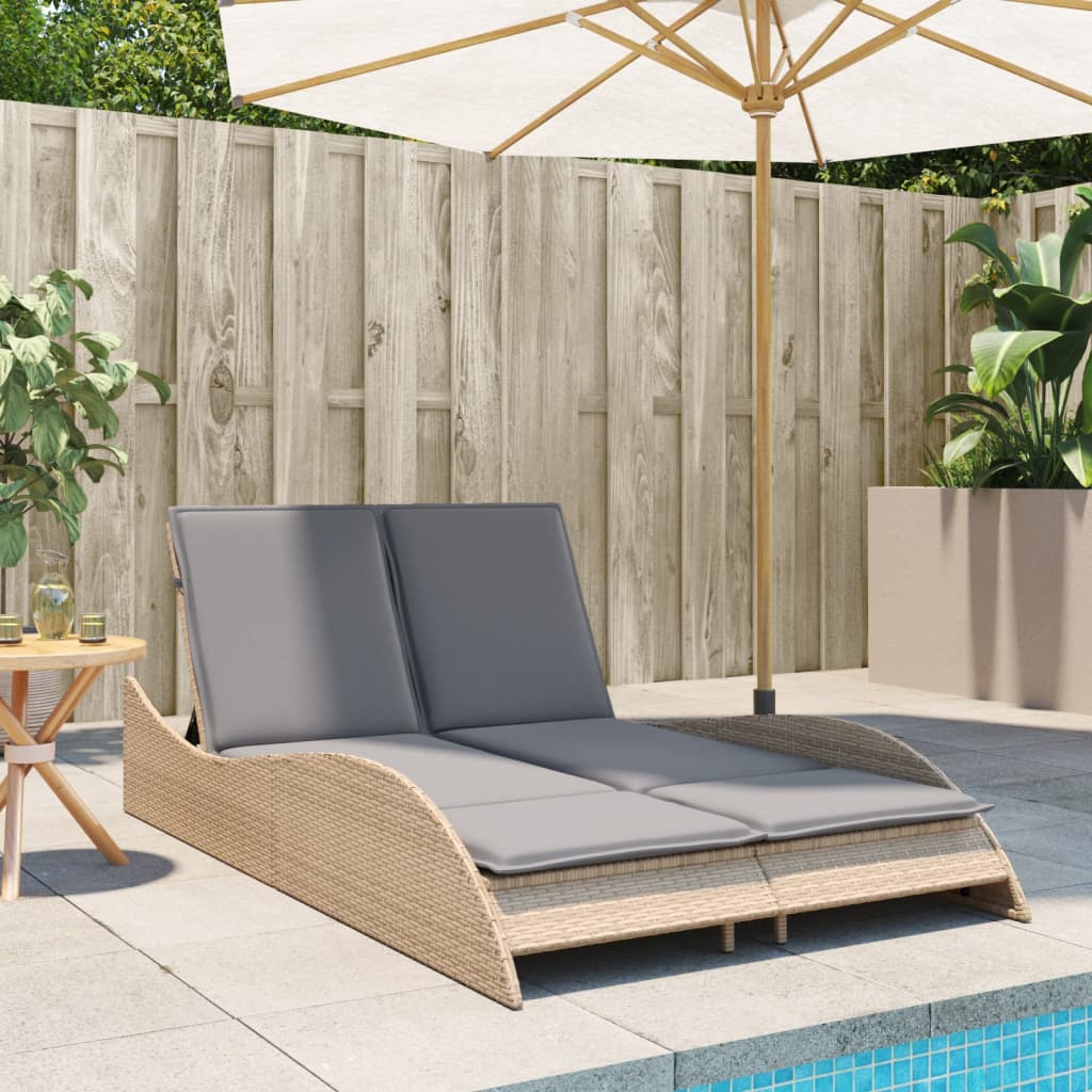Sonnenliege Gartenliege Liegestuhl Relaxliege Strandliege Doppelliege Polyrattan - Bild 43 von 71