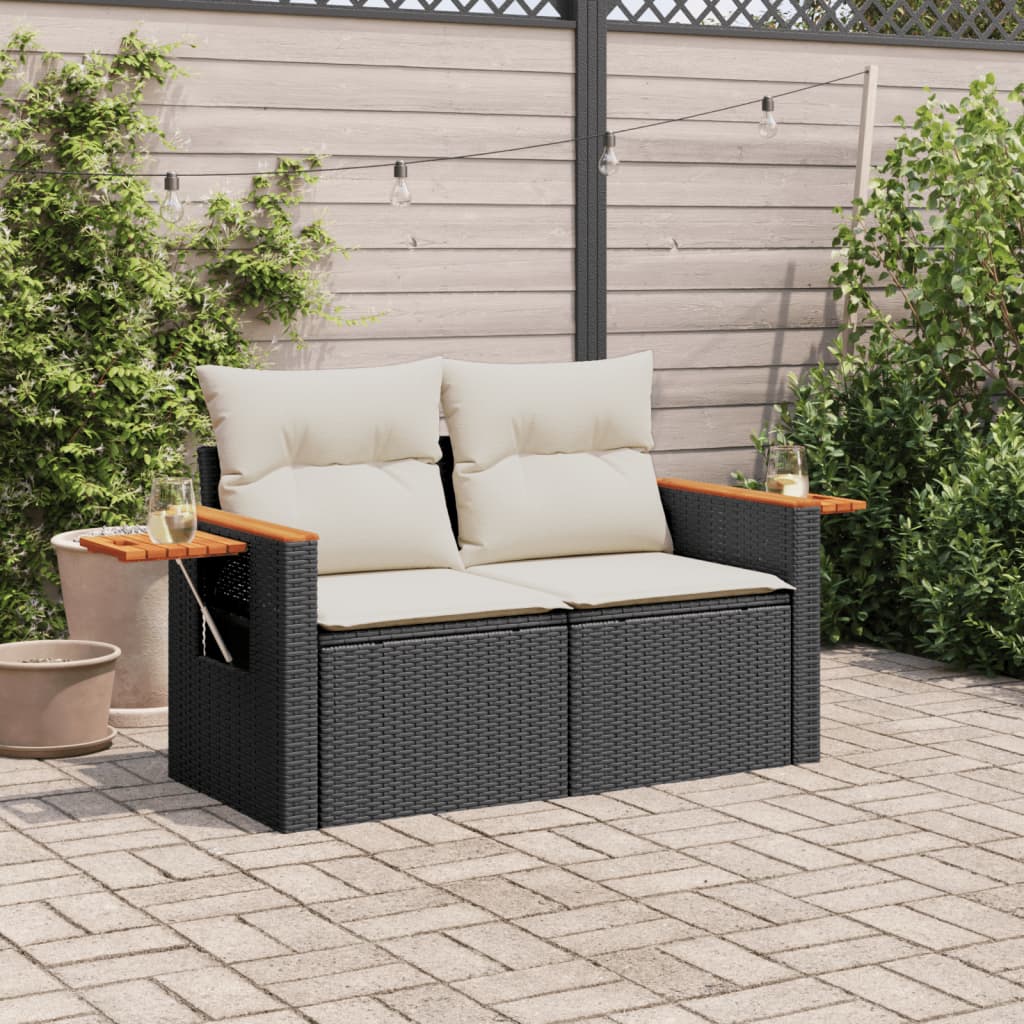 Gartensofa mit Kissen 2-Sitzer Sofa Poly Rattan Gartenmöbel Lounge Sitzgruppe - Bild 24 von 65