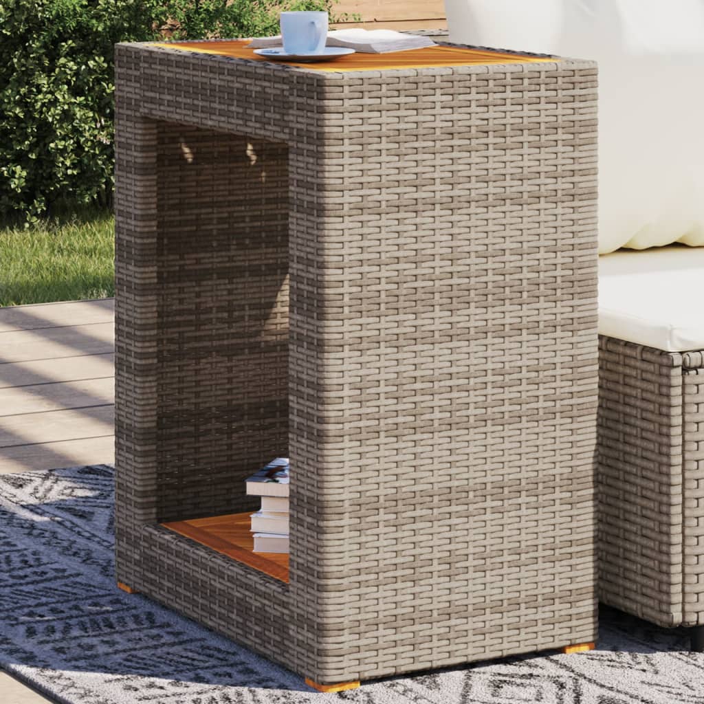 Garten-Beistelltisch Campingtisch Gartentisch Tische mit Holzplatte Poly Rattan - Bild 26 von 27