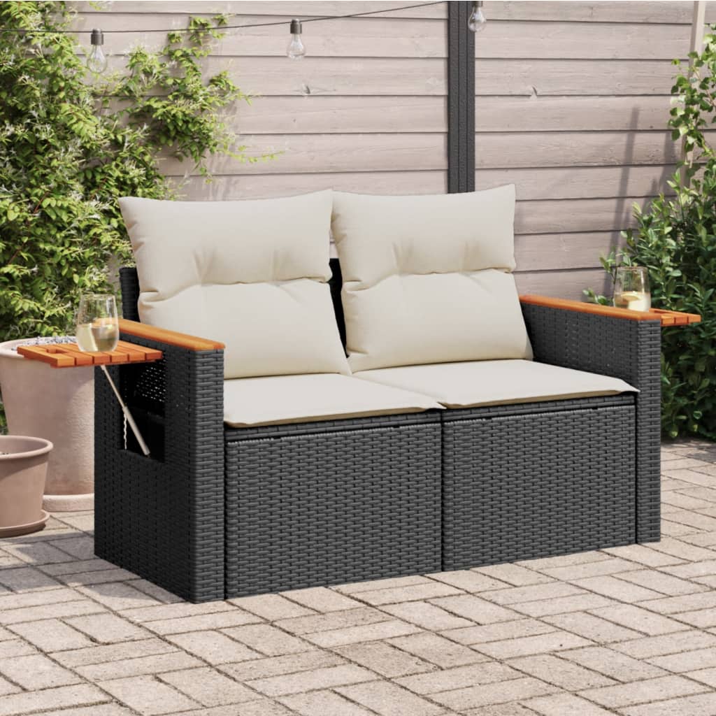 Gartensofa mit Kissen 2-Sitzer Sofa Poly Rattan Gartenmöbel Lounge Sitzgruppe - Bild 22 von 65