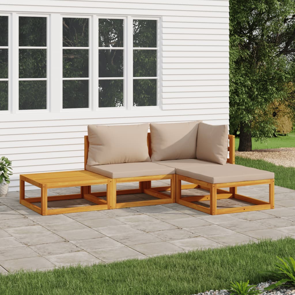 vidaXL 6-tlg. Garten-Lounge-Set mit Taupe Kissen Massivholz - Bild 13 von 15
