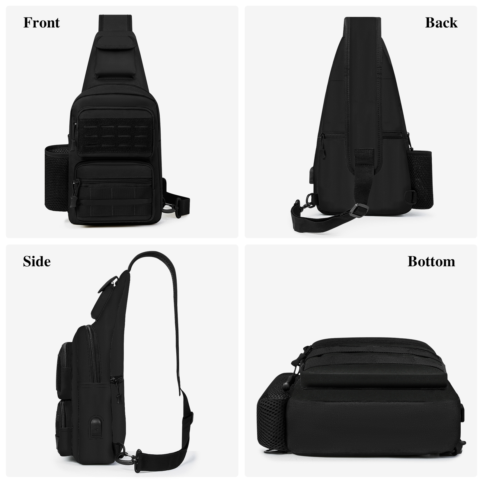 Mens Sling Backpack-Molle Tactical Military-Outdoor Travel Shoulder Chest Bag - Picture 41 of 68