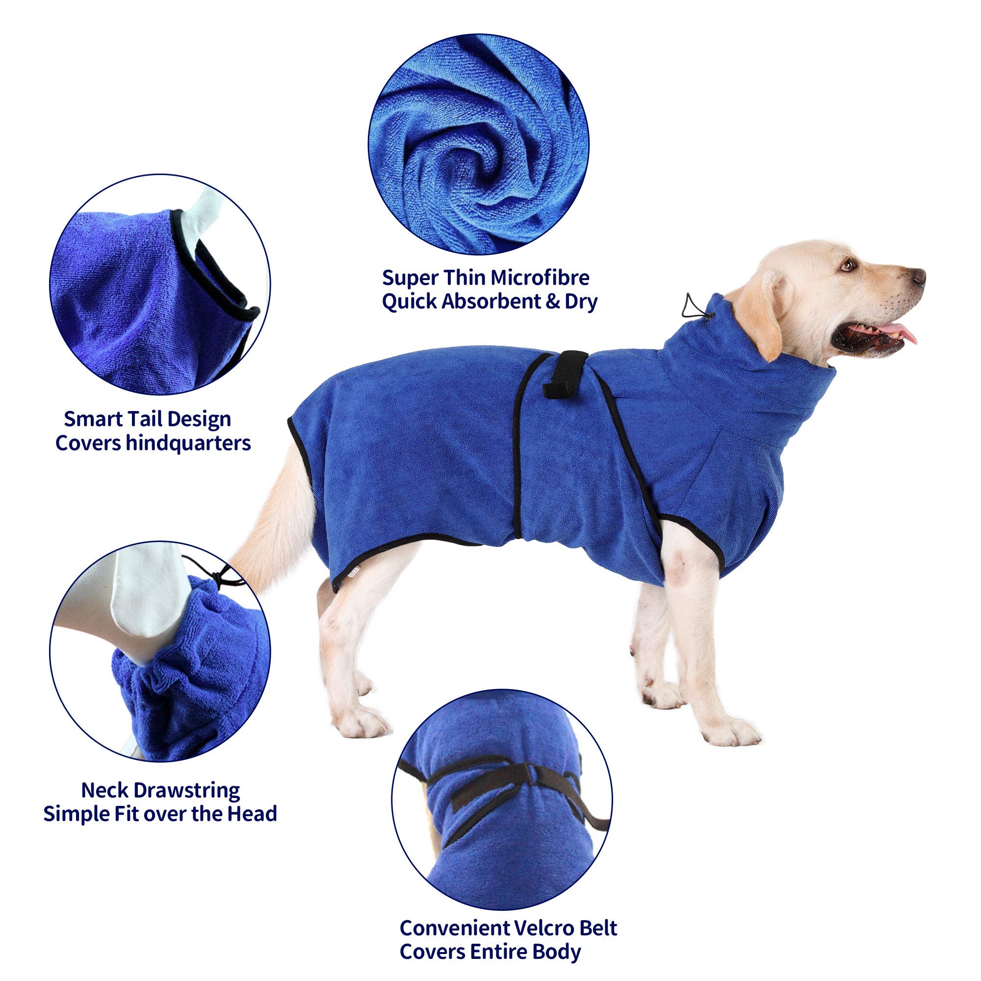 S-XL Hunde Bademantel Mikrofaser Hundehandtuch Schnell Trocknend Haustiermantel