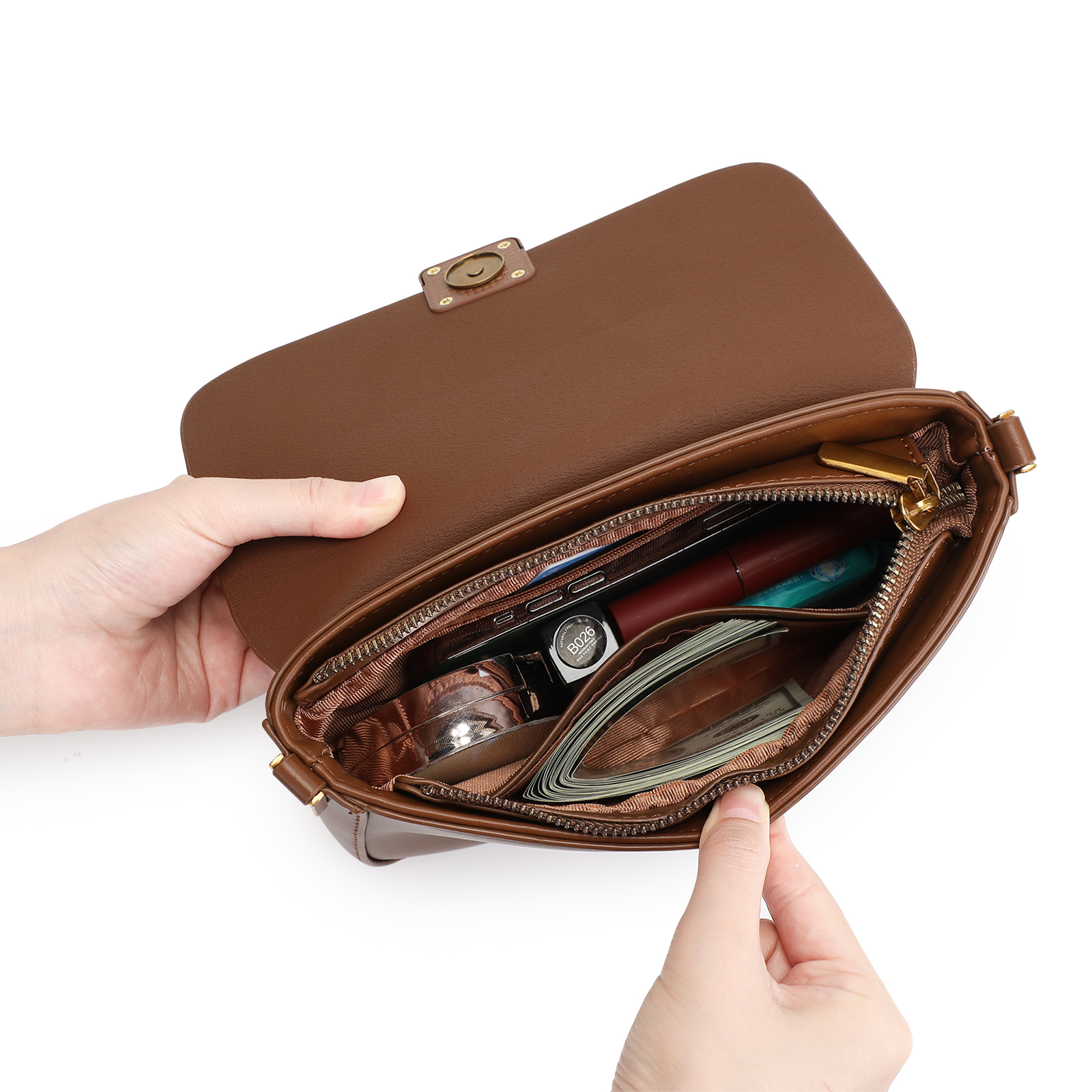 Damen Umhängetasche Schultertasche PU-Leder Crossbody Bag Klein Handytasche 