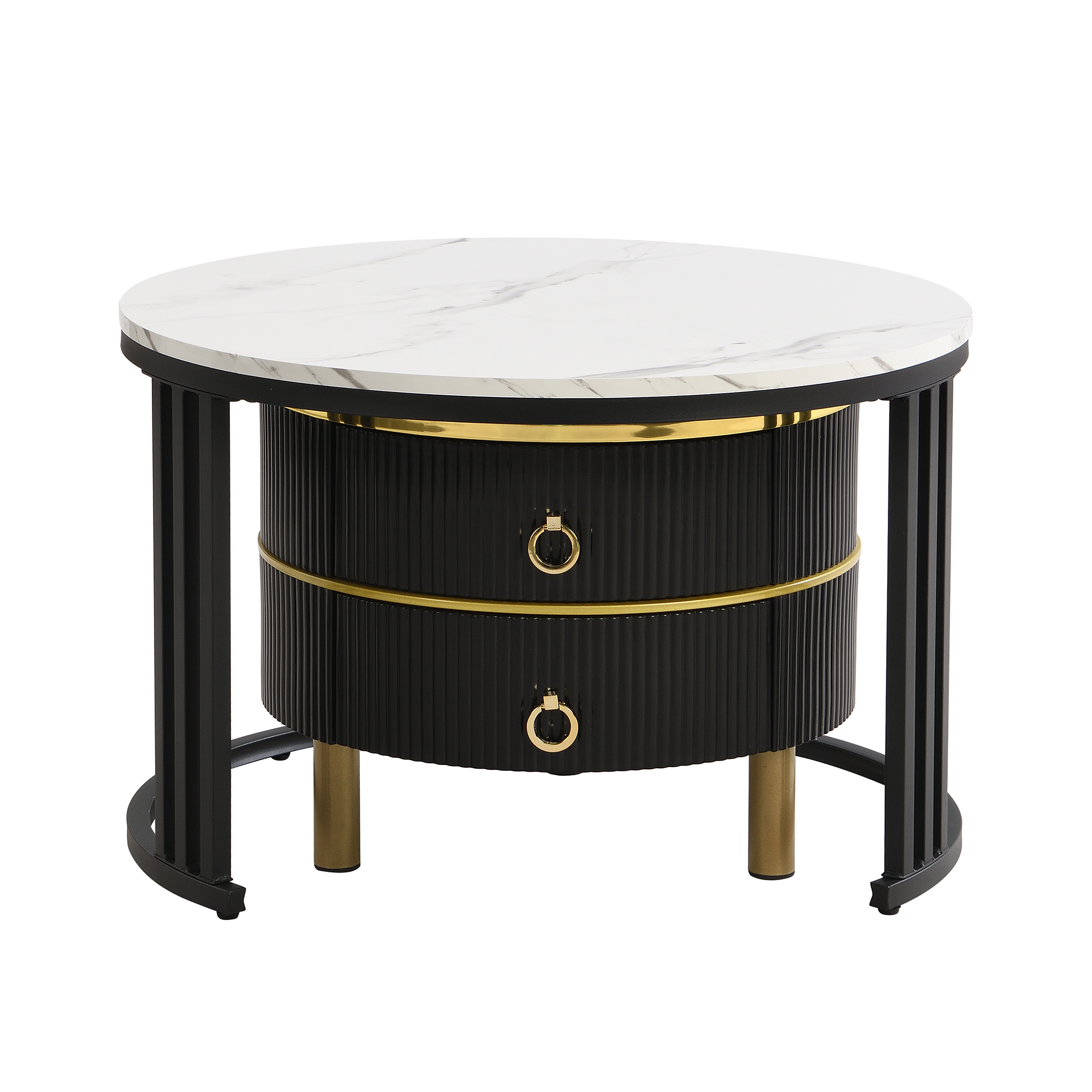 2Pcs Modern Nesting Coffee Table 2-in-1 Detachable Table Set w/ Faux Marble Top - Picture 34 of 48