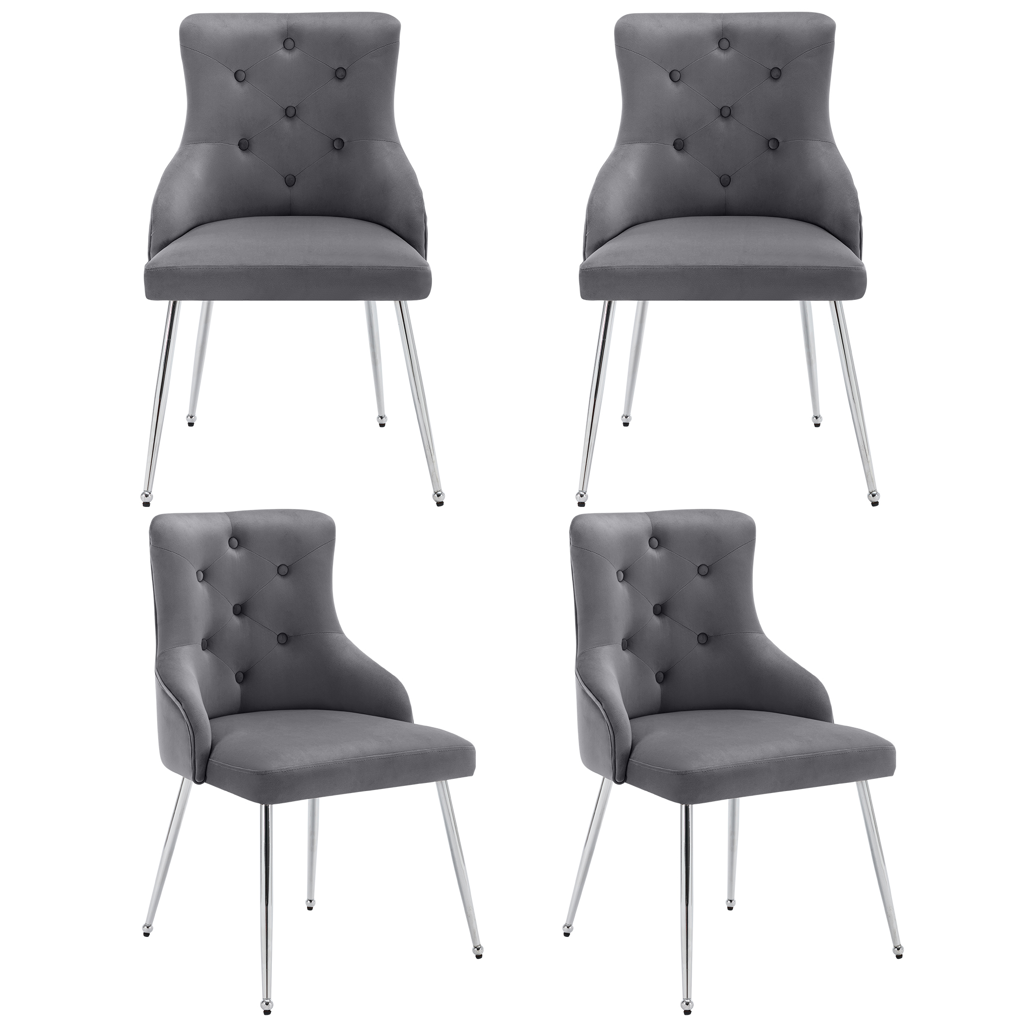 1/2/4/6x Dining Chairs Set Velvet Padded Metal Legs Kitchen Office Home Chair - Picture 22 of 51