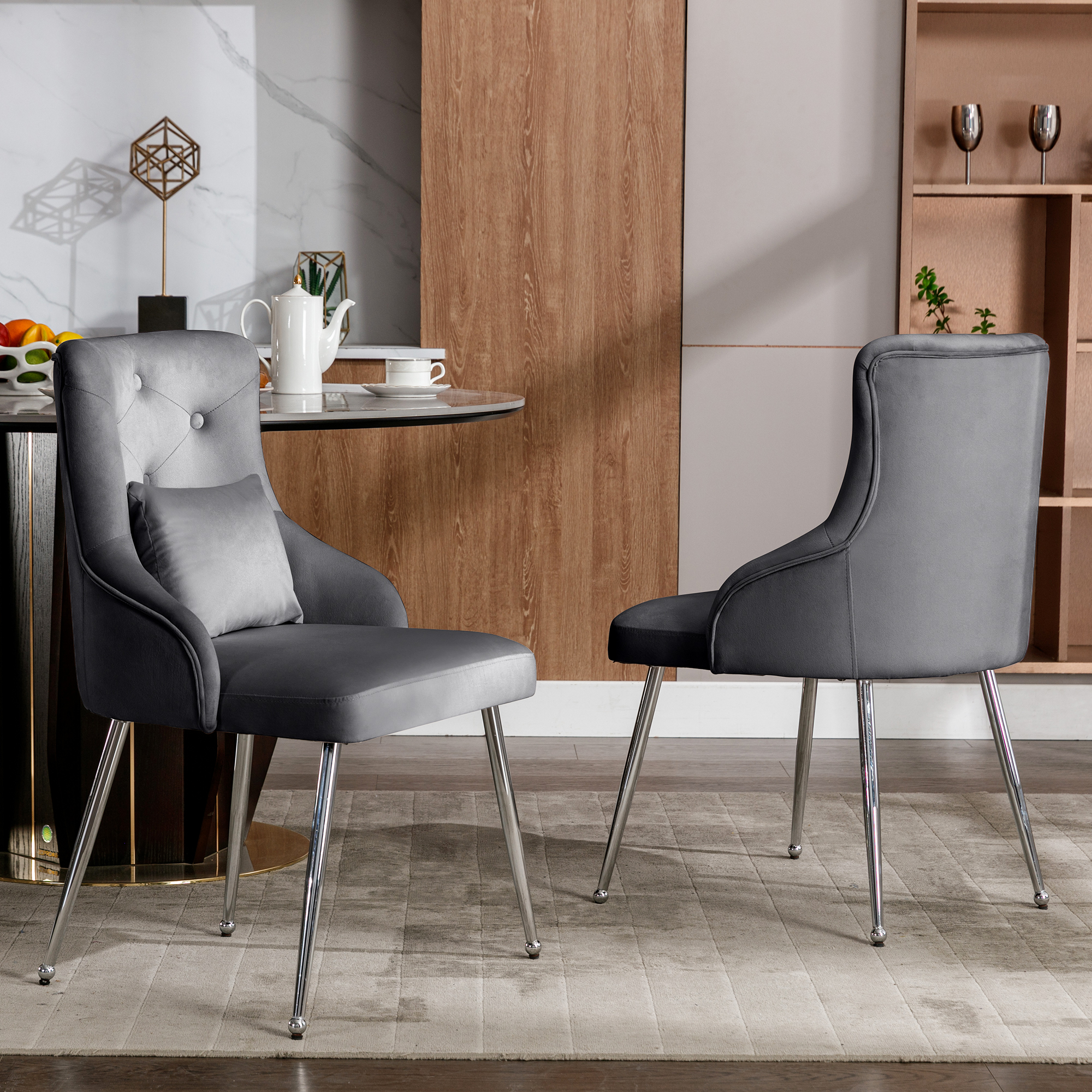 1/2/4/6x Dining Chairs Set Velvet Padded Metal Legs Kitchen Office Home Chair - Picture 13 of 51