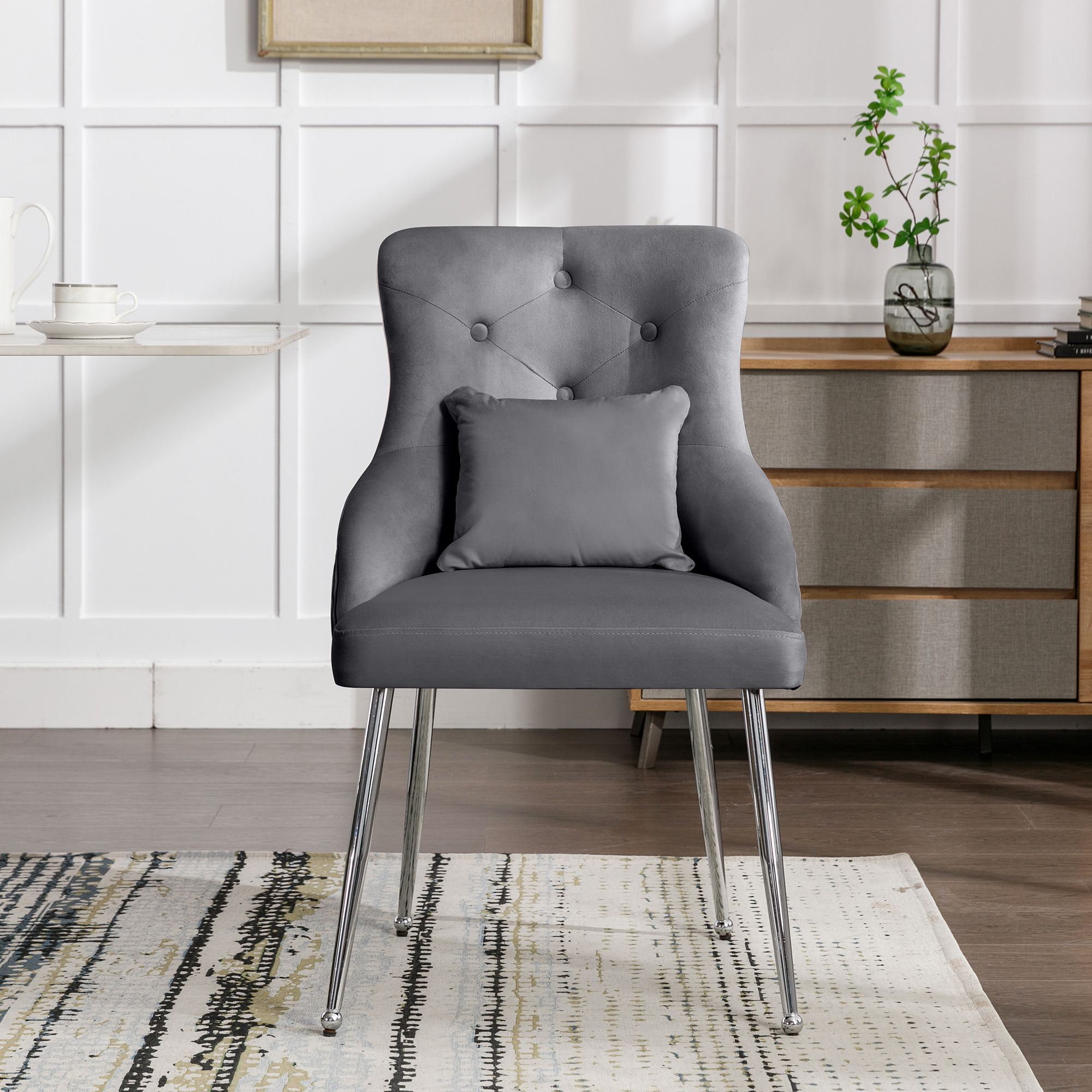 1/2/4/6x Dining Chairs Set Velvet Padded Metal Legs Kitchen Office Home Chair - Picture 11 of 51