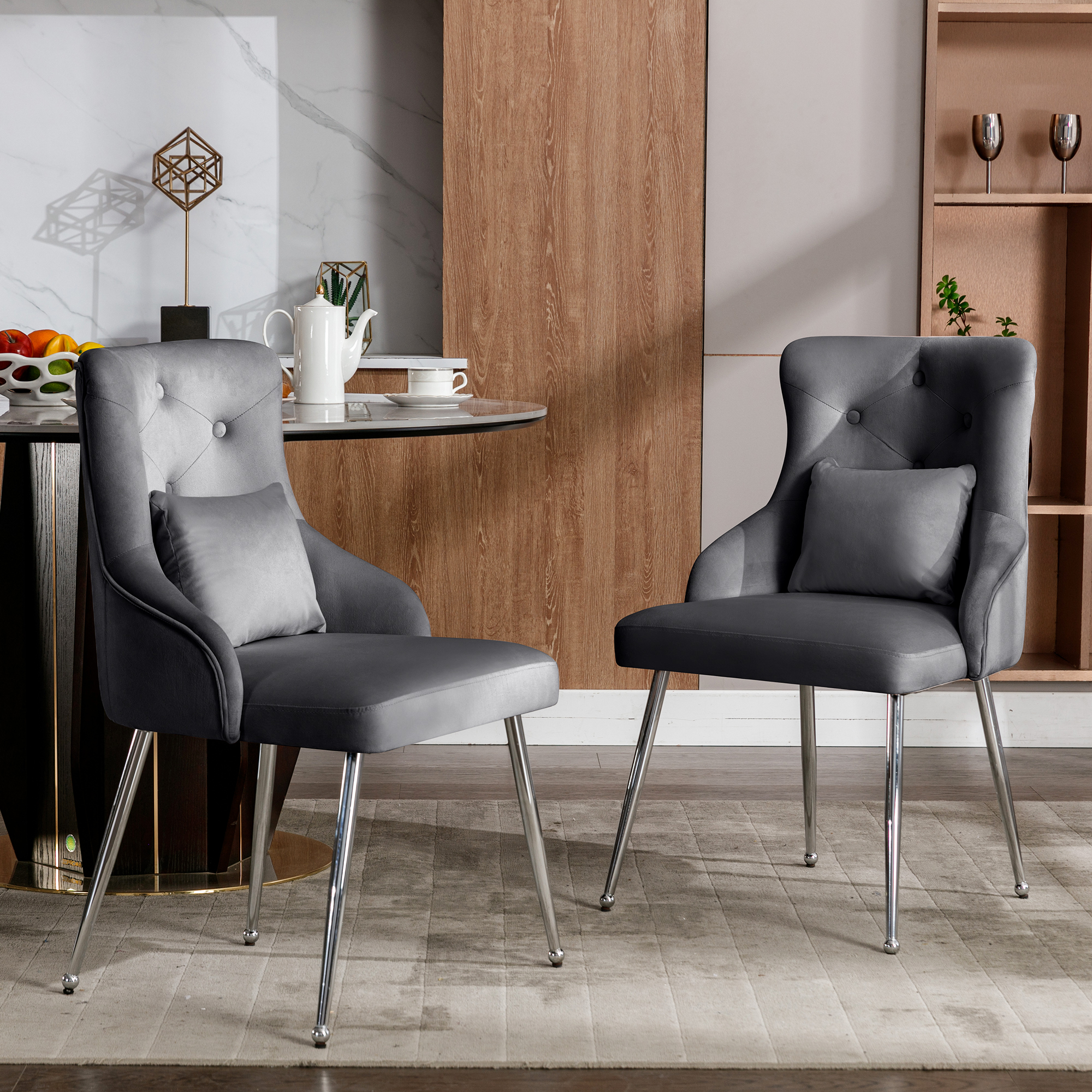 1/2/4/6x Dining Chairs Set Velvet Padded Metal Legs Kitchen Office Home Chair - Picture 21 of 51