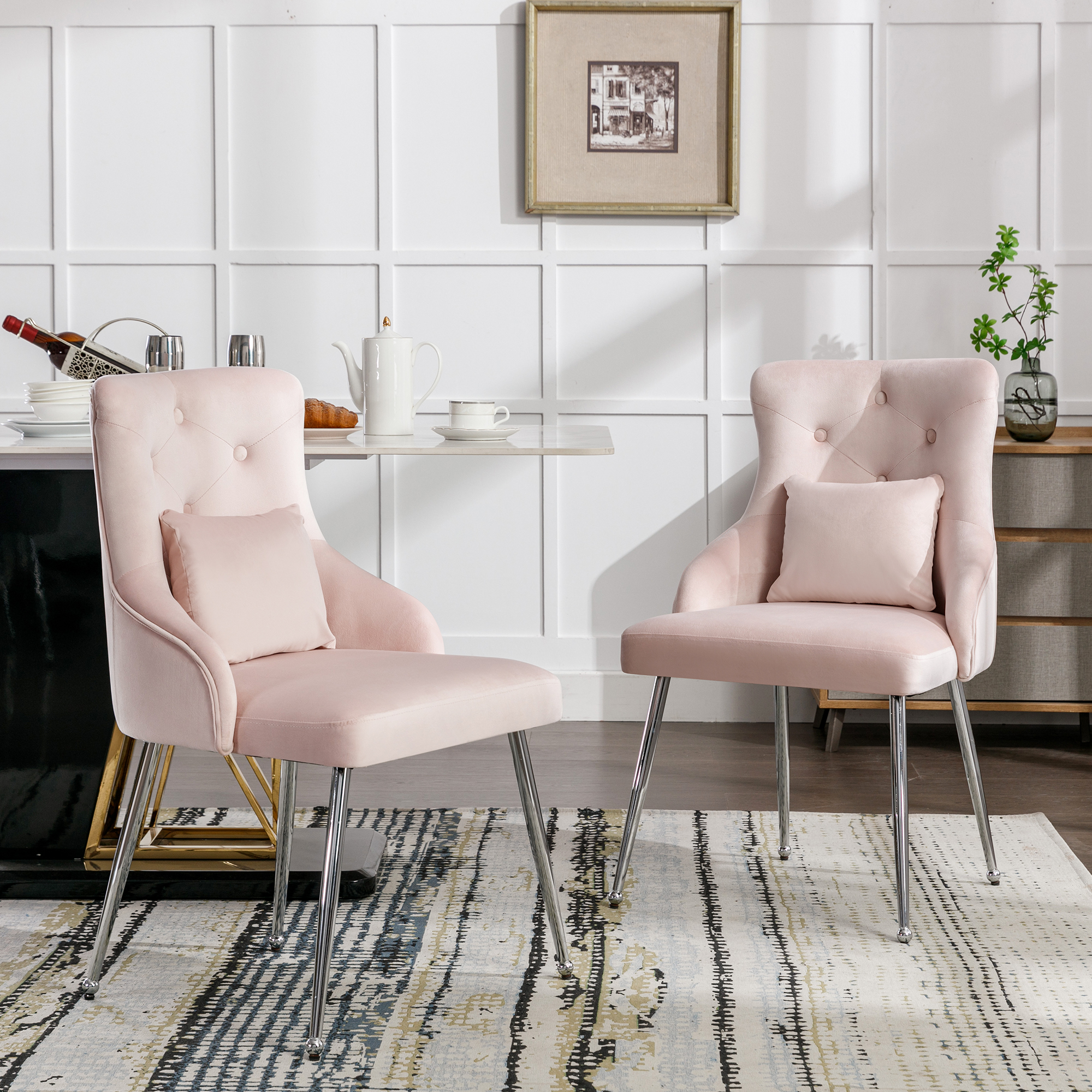 1/2/4/6x Dining Chairs Set Velvet Padded Metal Legs Kitchen Office Home Chair - Picture 31 of 51