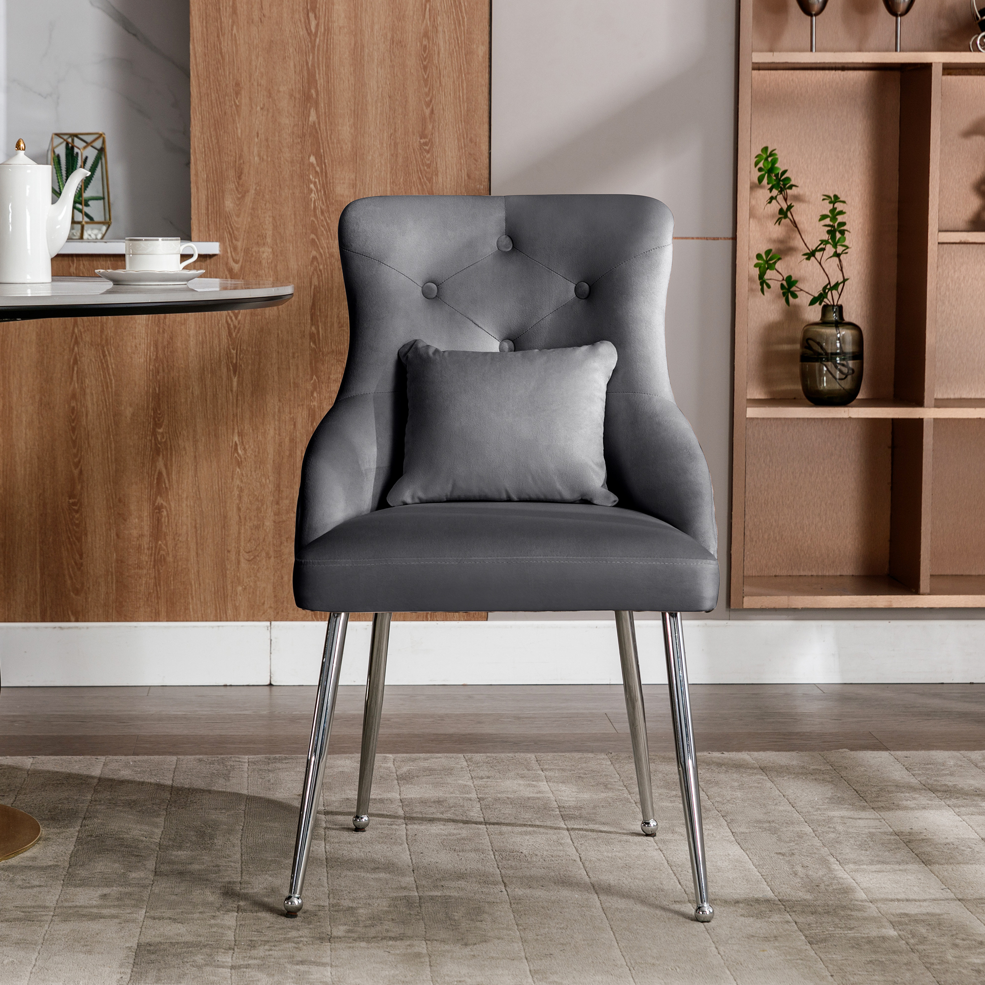 1/2/4/6x Dining Chairs Set Velvet Padded Metal Legs Kitchen Office Home Chair - Picture 12 of 51