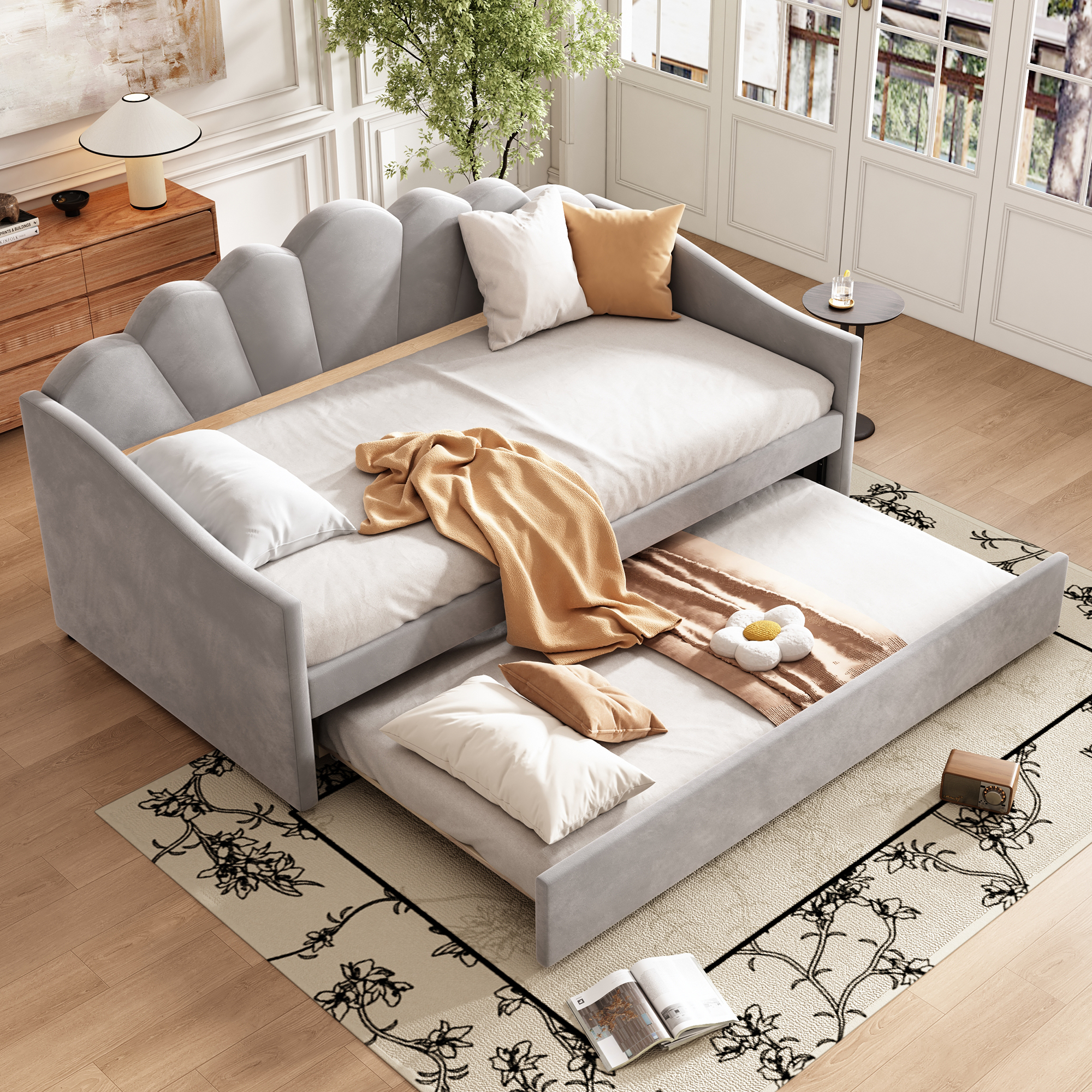 3FT Daybed Sofa Bed Single Upholstered Bed Trundle Bed For Adults Teenagers 