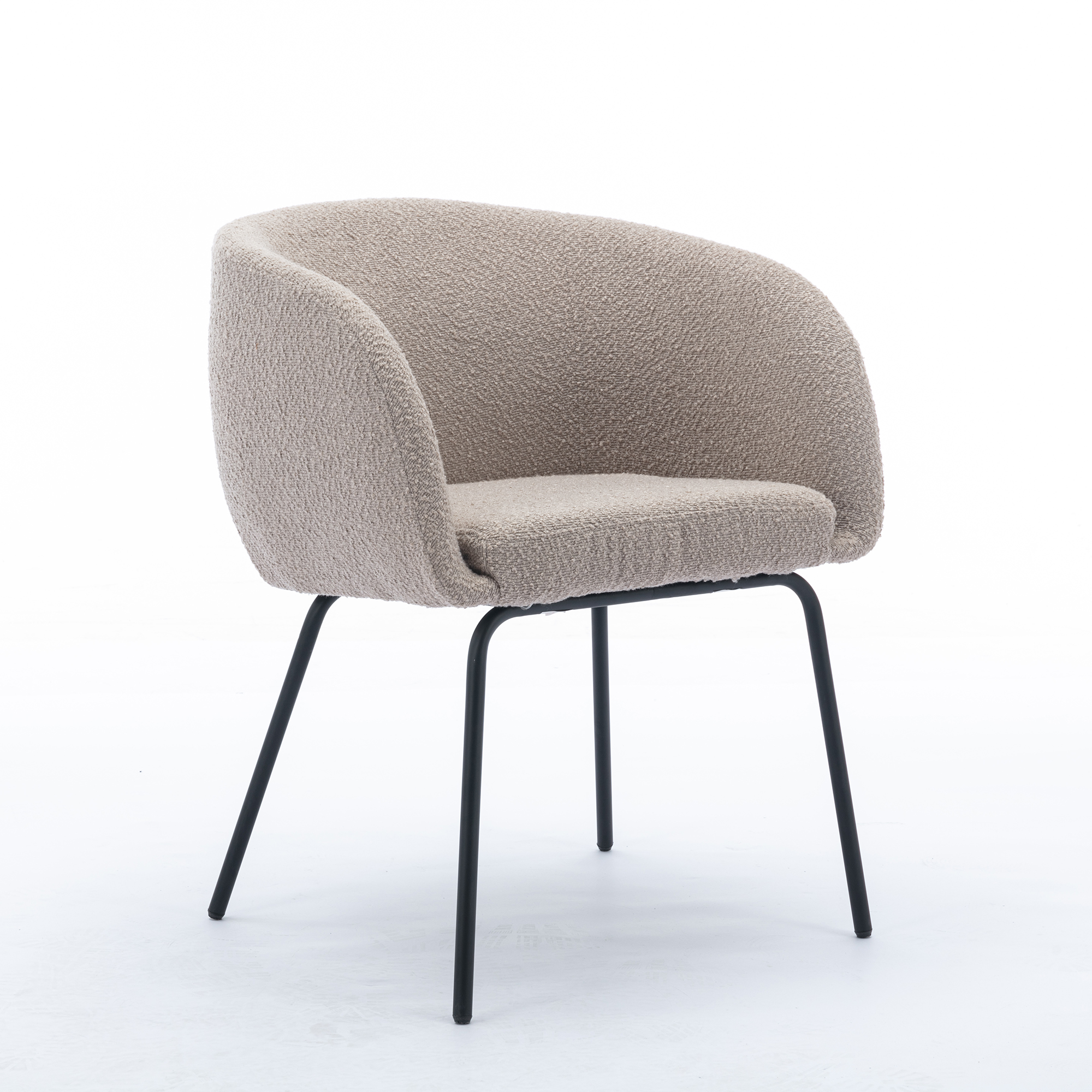 1/2x Modern Boucle Fabric Armchair Accent Chairs Black Powder Coated Metal Legs - Picture 7 of 14