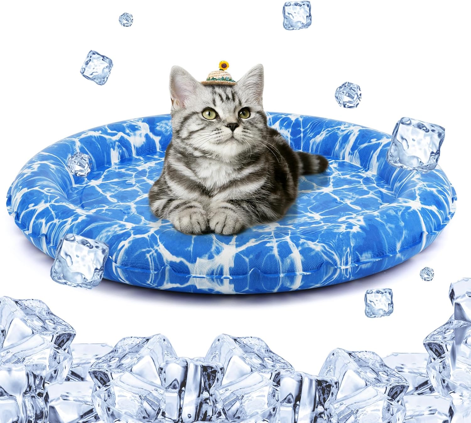 Alfombra de refrigeración redonda 55 cm para gato perros manta de refrigeración cojín de refrigeración estera autoenfriable - Imagen 18 de 40
