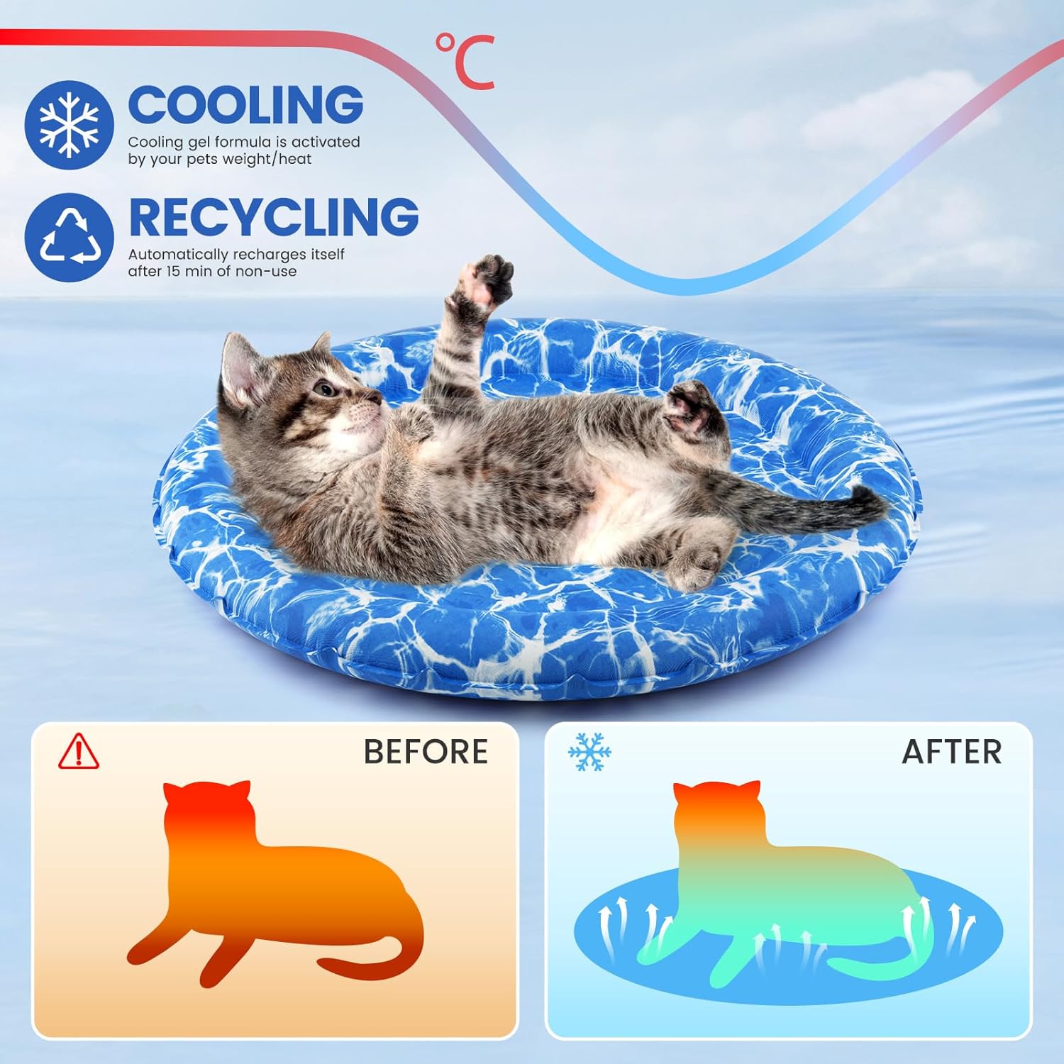 Alfombra de refrigeración redonda 55 cm para gato perros manta de refrigeración cojín de refrigeración estera autoenfriable - Imagen 24 de 40