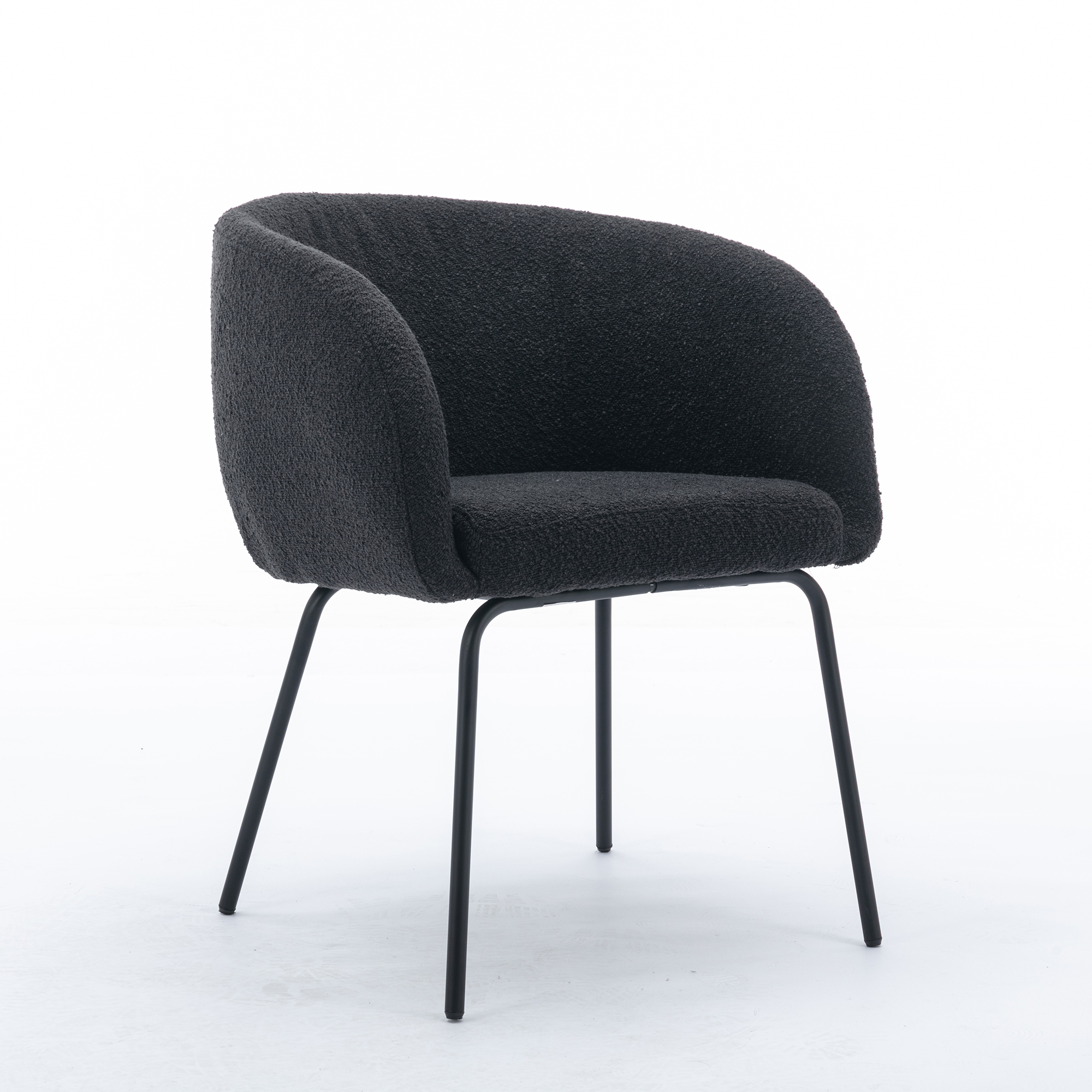 1/2x Modern Boucle Fabric Armchair Accent Chairs Black Powder Coated Metal Legs - Picture 14 of 14
