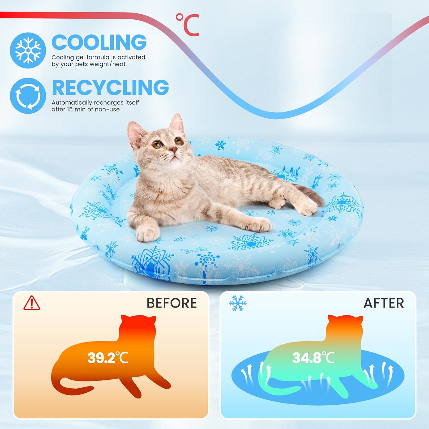 Alfombra de refrigeración redonda 55 cm para gato perros manta de refrigeración cojín de refrigeración estera autoenfriable - Imagen 17 de 40
