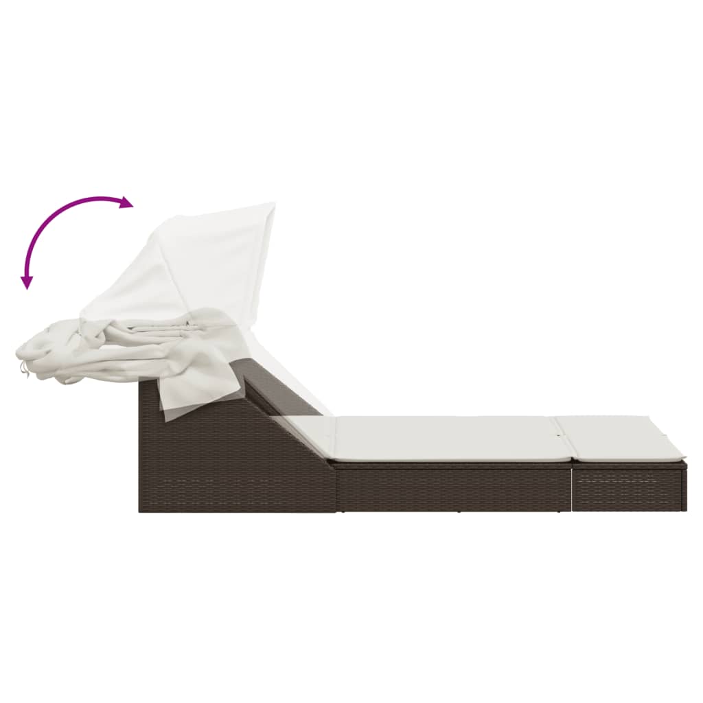 Sonneninsel Doppel-Sonnenliege mit Dach Poly Rattan Gartenliege 2 Personen Liege - Bild 53 von 65