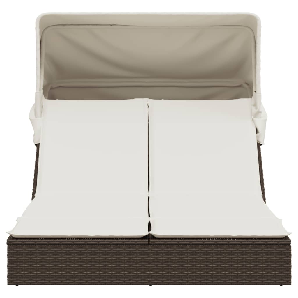 Sonneninsel Doppel-Sonnenliege mit Dach Poly Rattan Gartenliege 2 Personen Liege - Bild 50 von 65