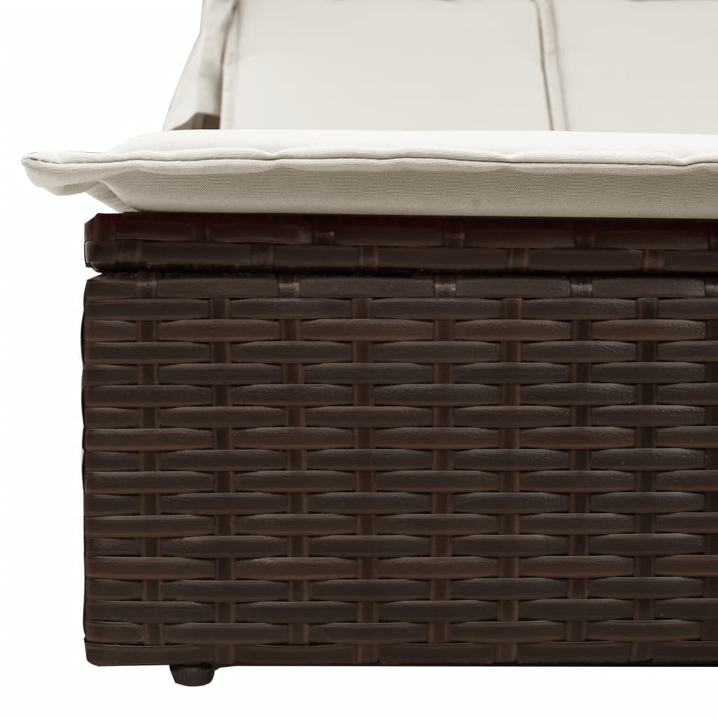 Sonneninsel Doppel-Sonnenliege mit Dach Poly Rattan Gartenliege 2 Personen Liege - Bild 54 von 65