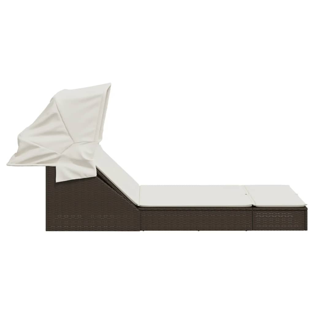 Sonneninsel Doppel-Sonnenliege mit Dach Poly Rattan Gartenliege 2 Personen Liege - Bild 51 von 65
