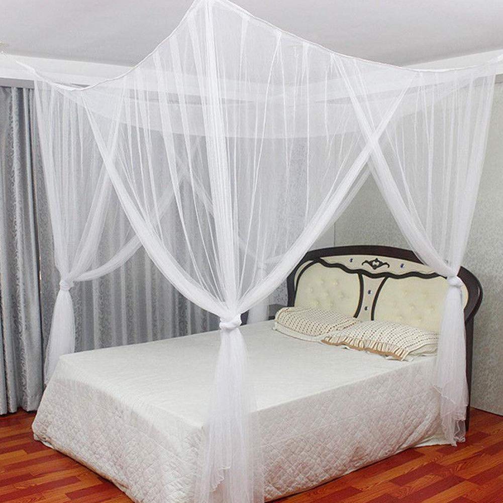 4 Corner Post Bed Curtain Canopy Mosquito Net Square Princess Fly Screen - Picture 22 of 34