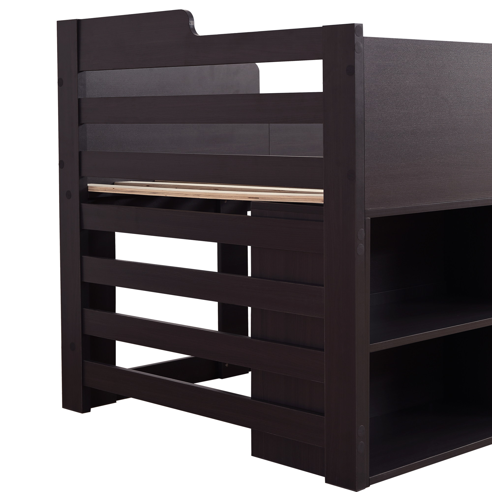 Kids Wooden Cabin Bed Mid Sleeper Bed Frame Storage Bed with Drawers and Shelves - Picture 21 of 26