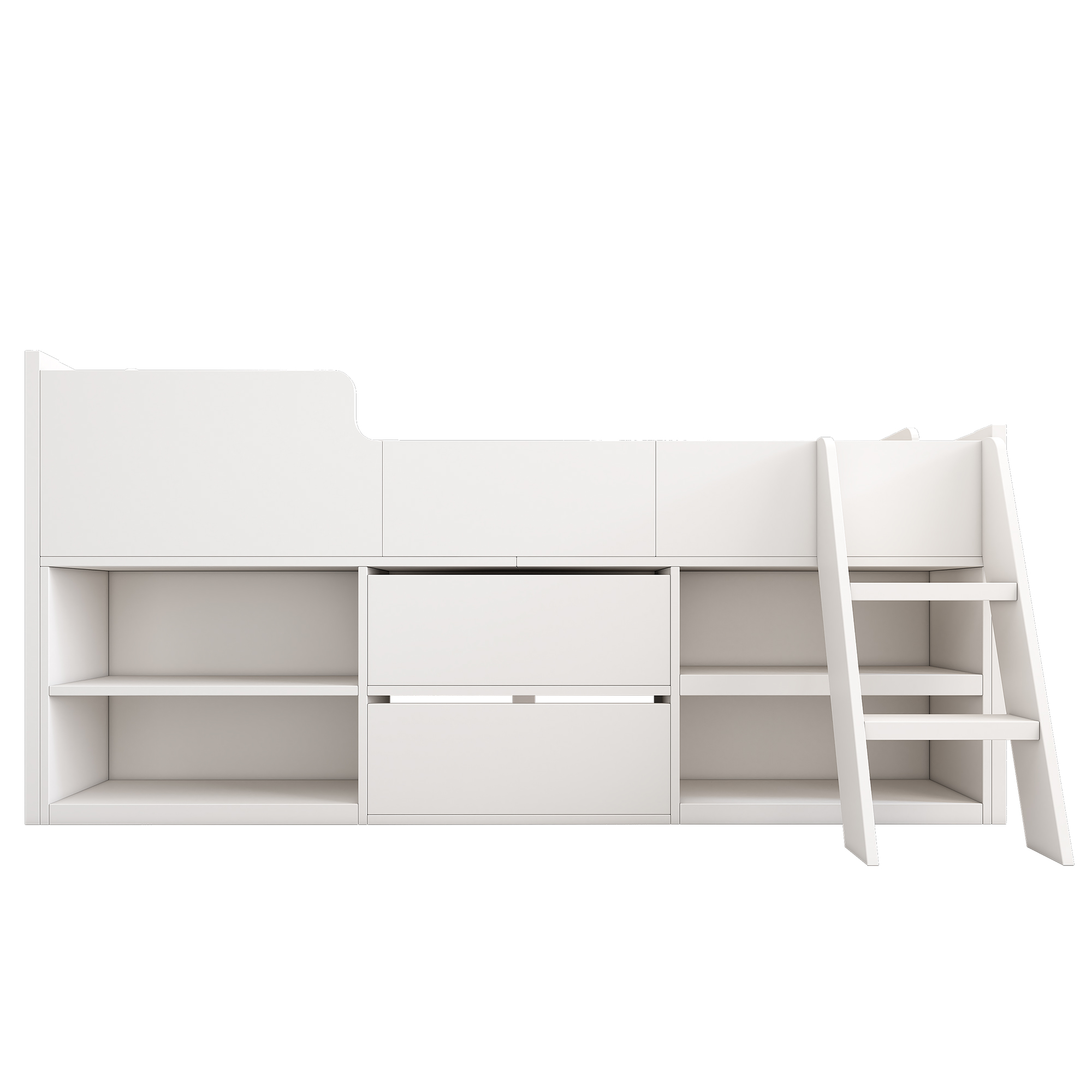 Kids Wooden Cabin Bed Mid Sleeper Bed Frame Storage Bed with Drawers and Shelves - Picture 11 of 26