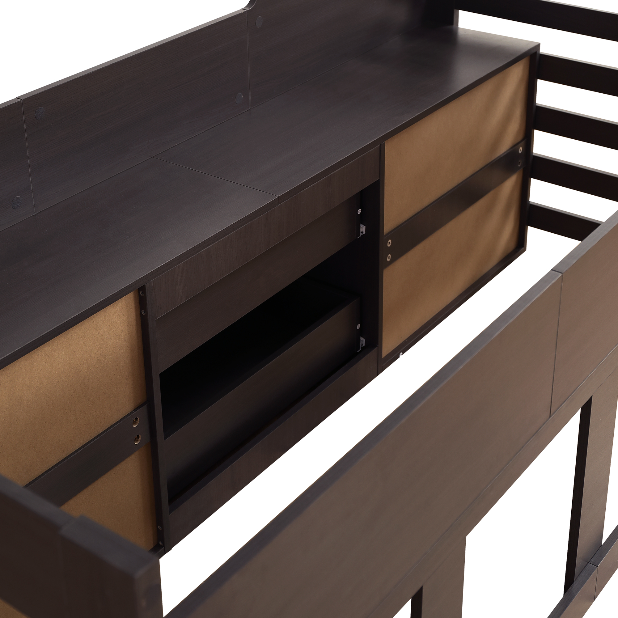 Kids Wooden Cabin Bed Mid Sleeper Bed Frame Storage Bed with Drawers and Shelves - Picture 22 of 26