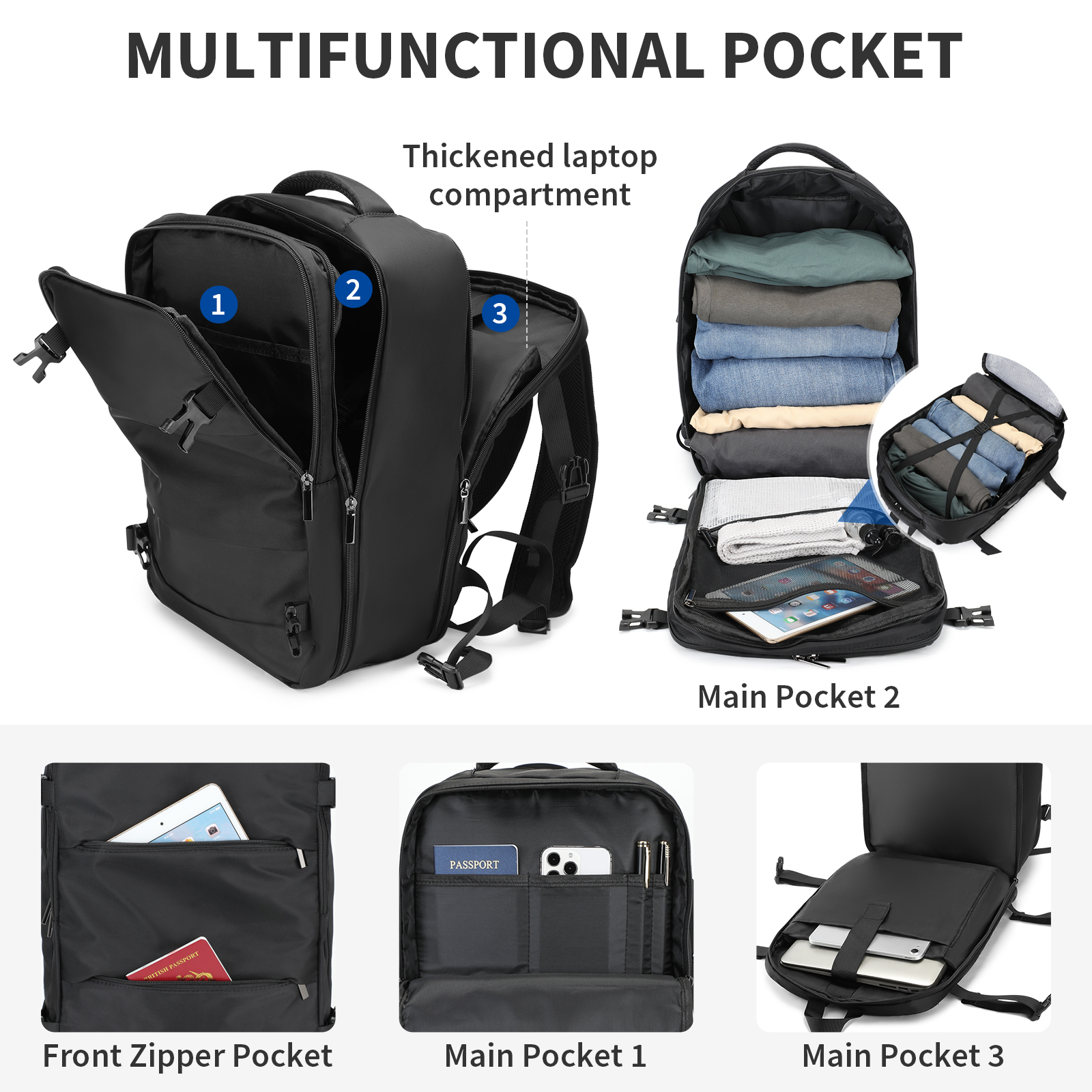 Rucksack 40x20x25 Handgepäck Reiserucksack Ryanair Boardgepäck Schulrucksack Neu - Bild 4 von 63