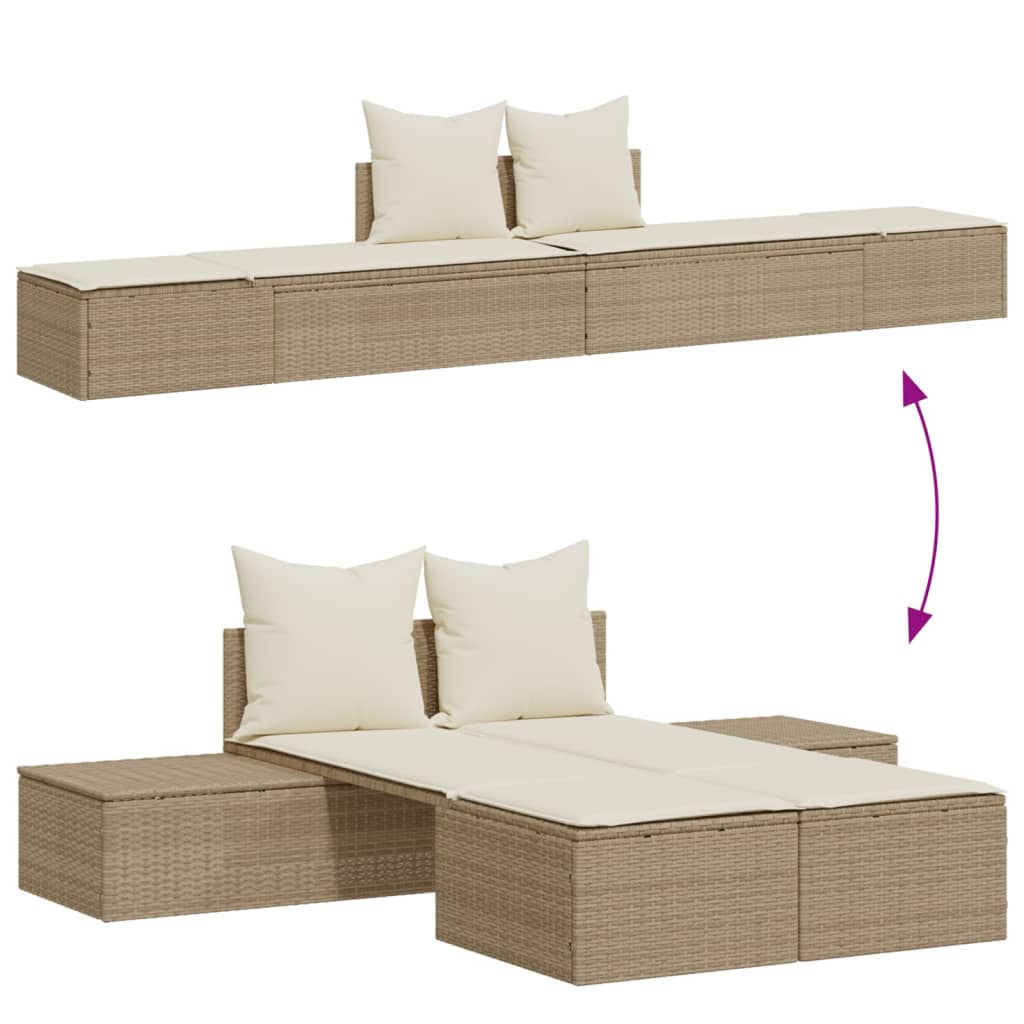 Doppel-Sonnenliege mit Auflagen Gartenliege Liegestuhl Loungeliege Poly Rattan - Bild 55 von 72
