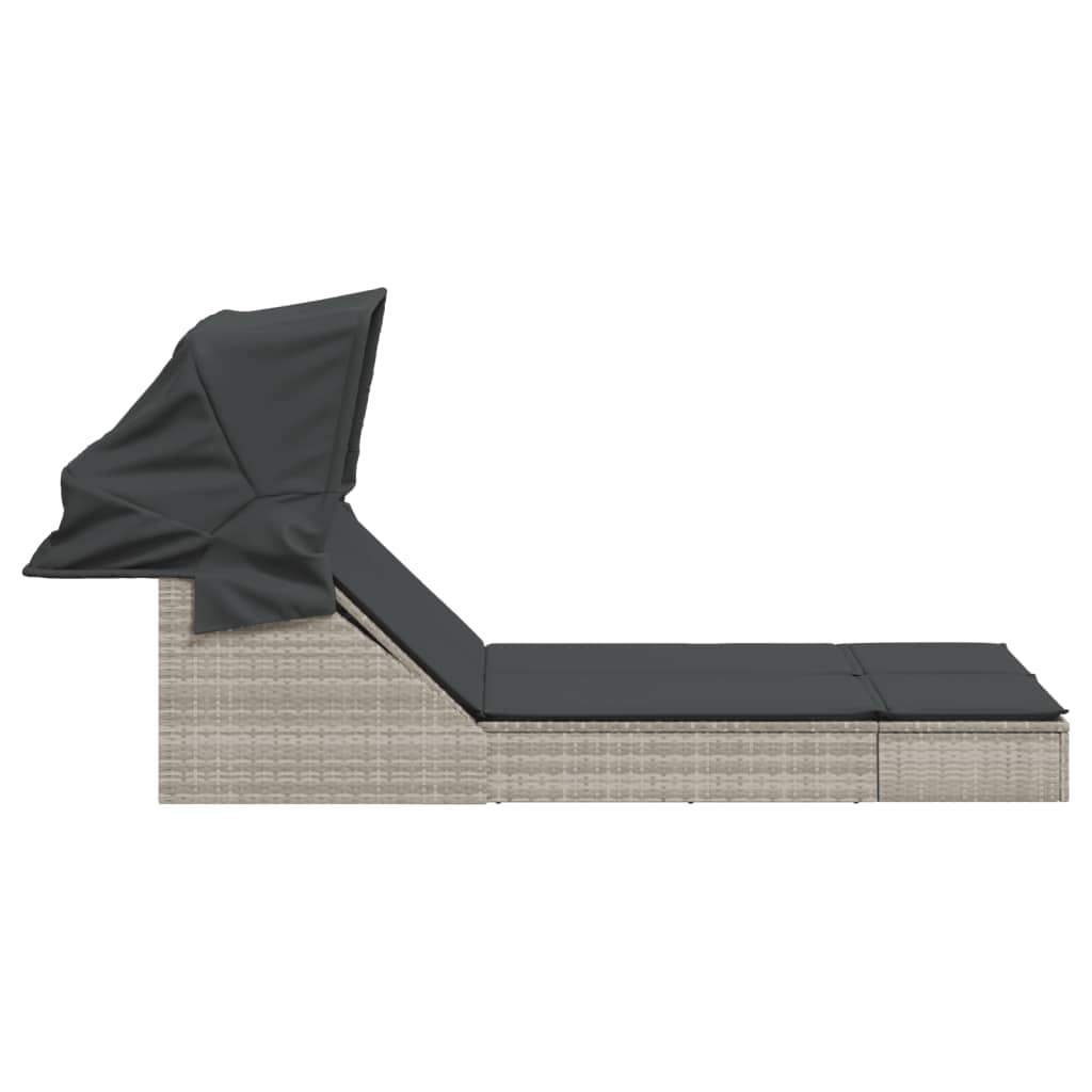 Sonneninsel Doppel-Sonnenliege mit Dach Poly Rattan Gartenliege 2 Personen Liege - Bild 15 von 65