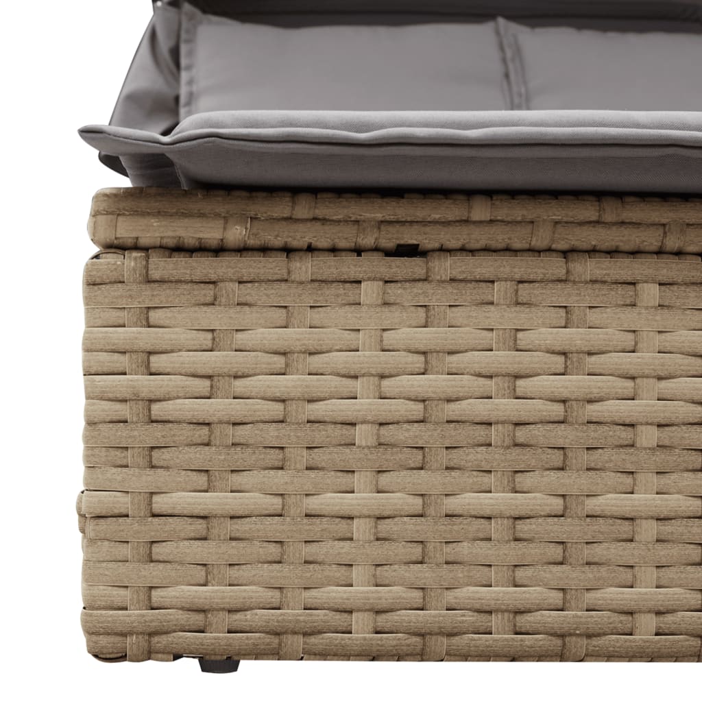 Sonneninsel Doppel-Sonnenliege mit Dach Poly Rattan Gartenliege 2 Personen Liege - Bild 36 von 65