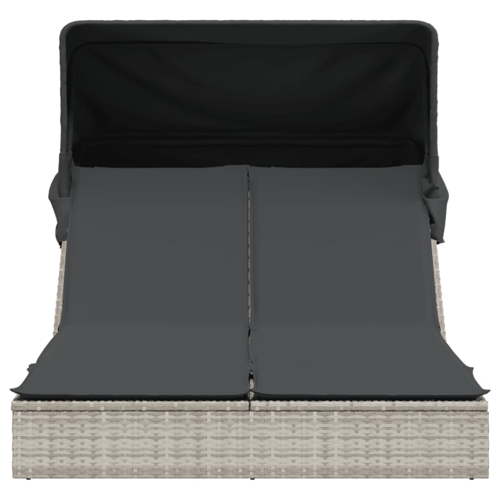 Sonneninsel Doppel-Sonnenliege mit Dach Poly Rattan Gartenliege 2 Personen Liege - Bild 14 von 65
