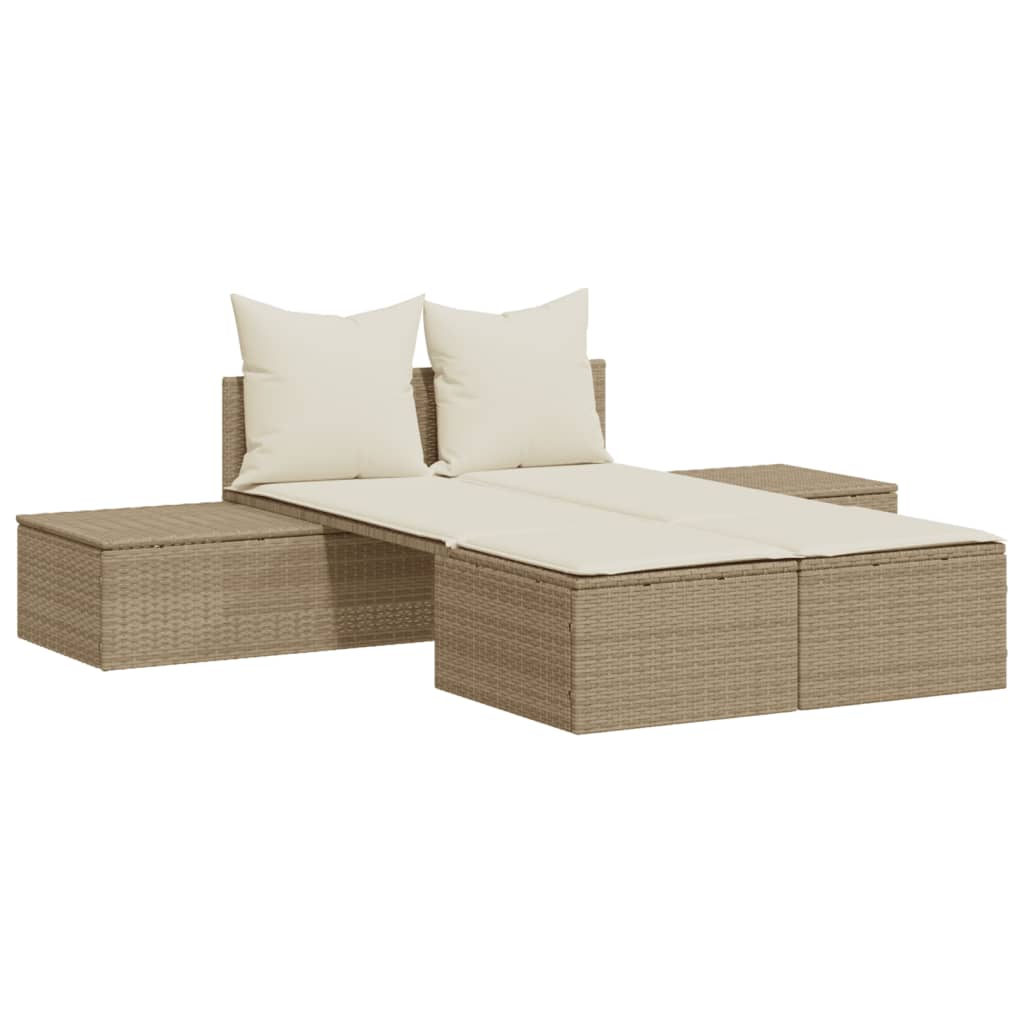 Doppel-Sonnenliege mit Auflagen Gartenliege Liegestuhl Loungeliege Poly Rattan - Bild 54 von 72