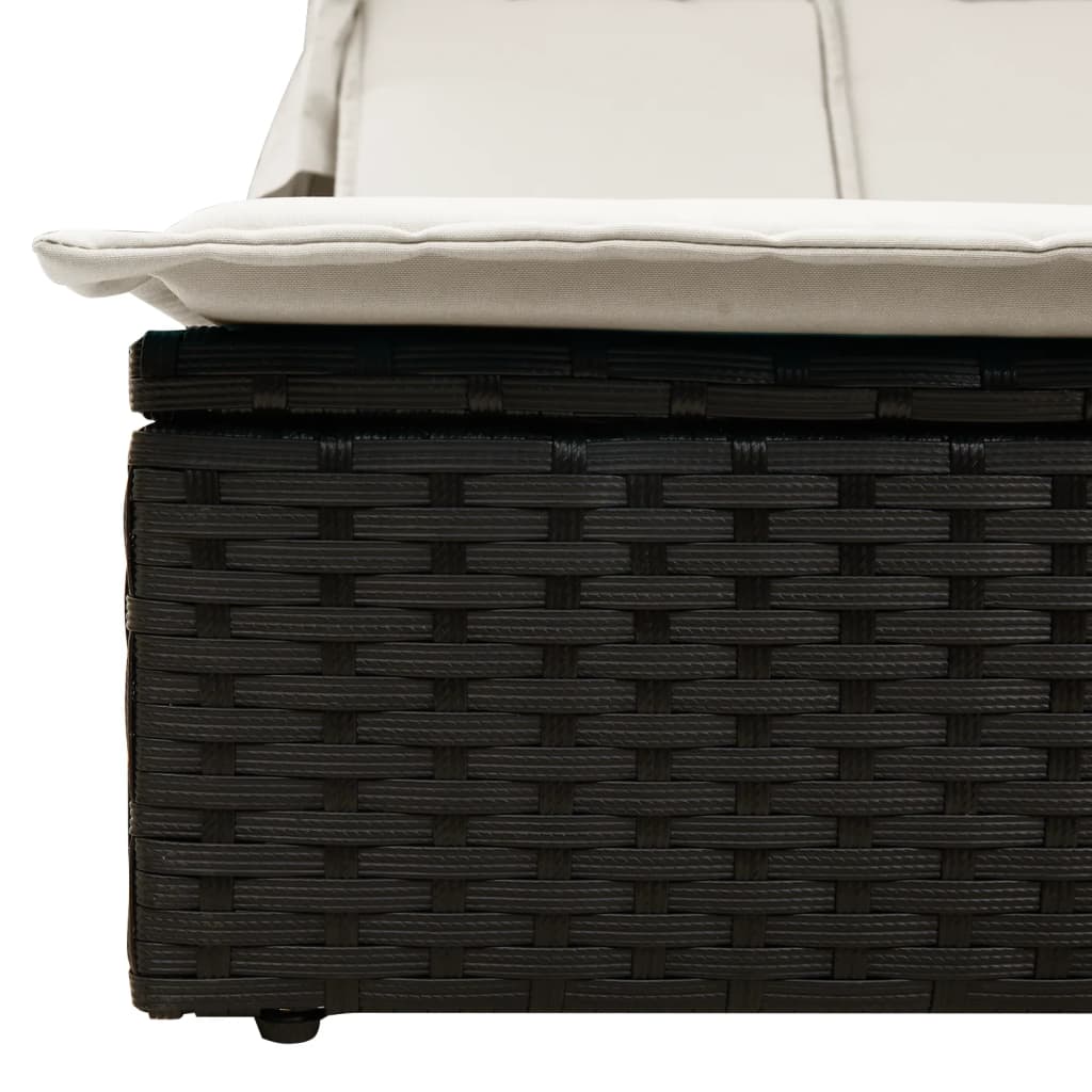 Sonneninsel Doppel-Sonnenliege mit Dach Poly Rattan Gartenliege 2 Personen Liege - Bild 63 von 65