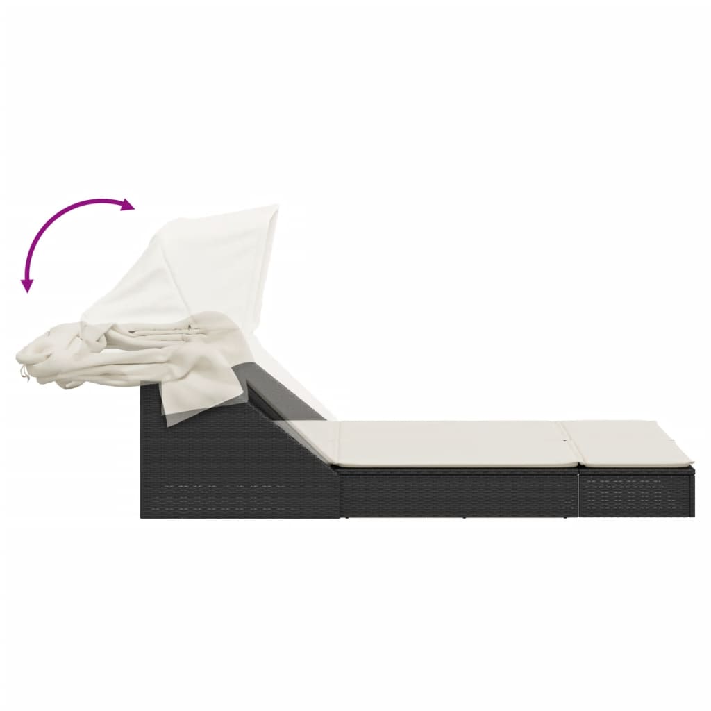 Sonneninsel Doppel-Sonnenliege mit Dach Poly Rattan Gartenliege 2 Personen Liege - Bild 62 von 65