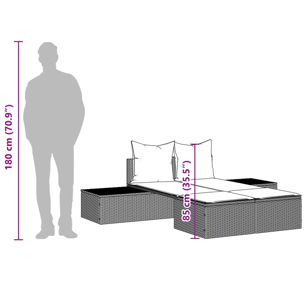 Doppel-Sonnenliege mit Auflagen Gartenliege Liegestuhl Loungeliege Poly Rattan - Bild 52 von 72