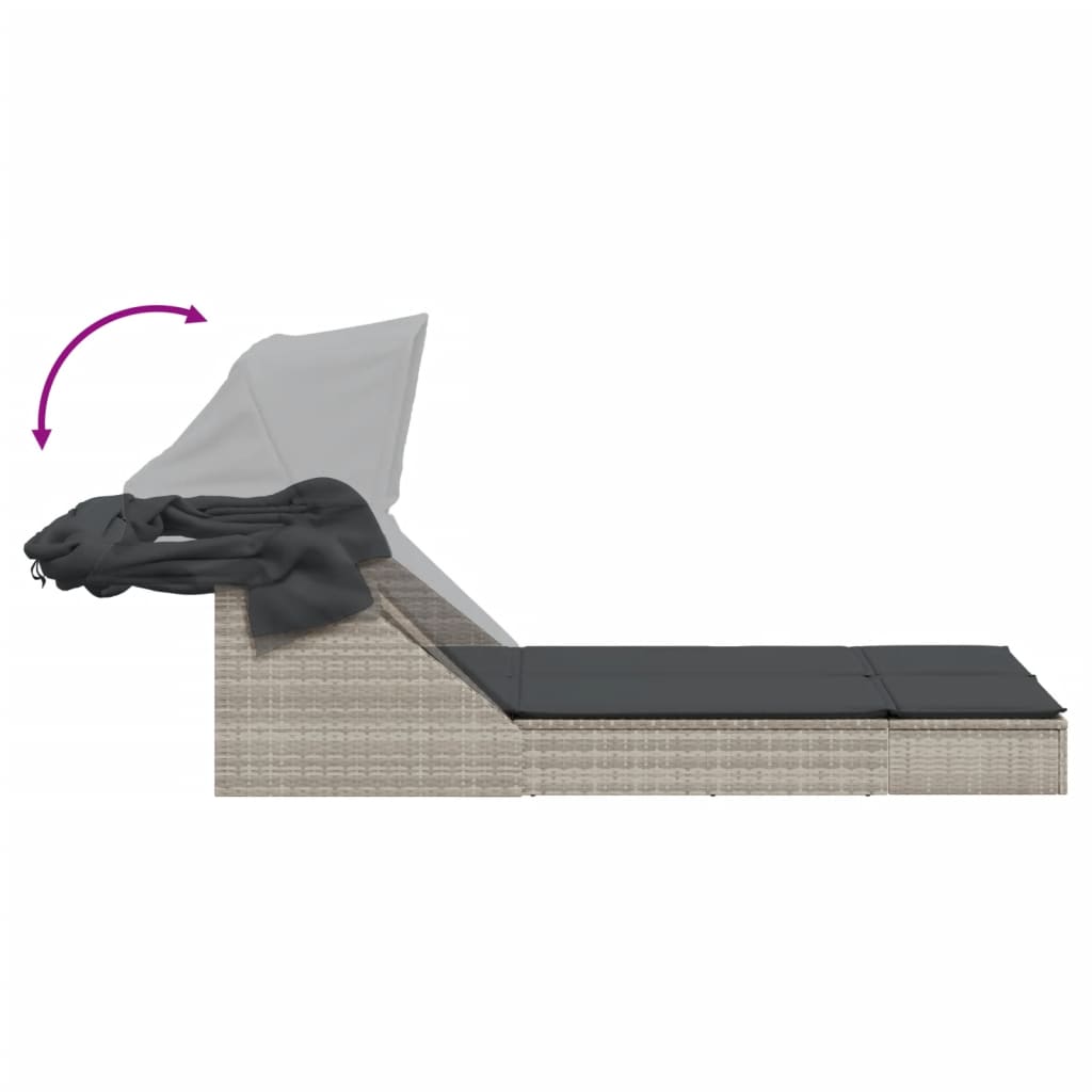 Sonneninsel Doppel-Sonnenliege mit Dach Poly Rattan Gartenliege 2 Personen Liege - Bild 17 von 65