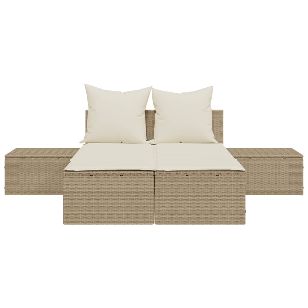 Doppel-Sonnenliege mit Auflagen Gartenliege Liegestuhl Loungeliege Poly Rattan - Bild 56 von 72
