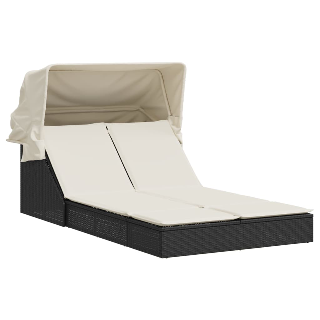Sonneninsel Doppel-Sonnenliege mit Dach Poly Rattan Gartenliege 2 Personen Liege - Bild 58 von 65
