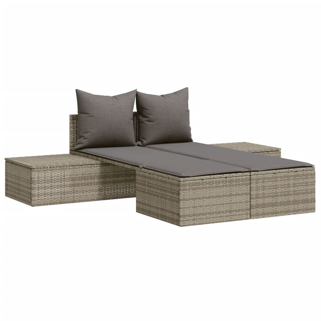 Doppel-Sonnenliege mit Auflagen Gartenliege Liegestuhl Loungeliege Poly Rattan - Bild 34 von 72