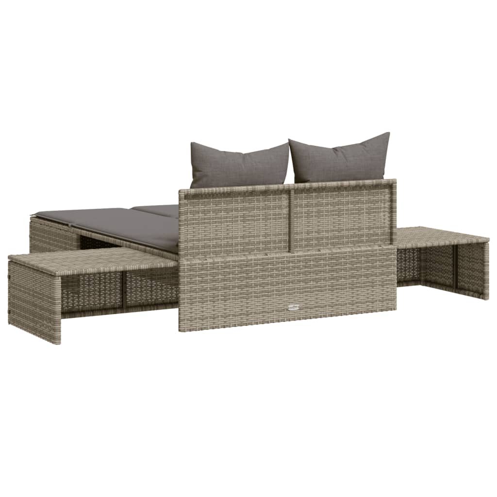 Doppel-Sonnenliege mit Auflagen Gartenliege Liegestuhl Loungeliege Poly Rattan - Bild 38 von 72