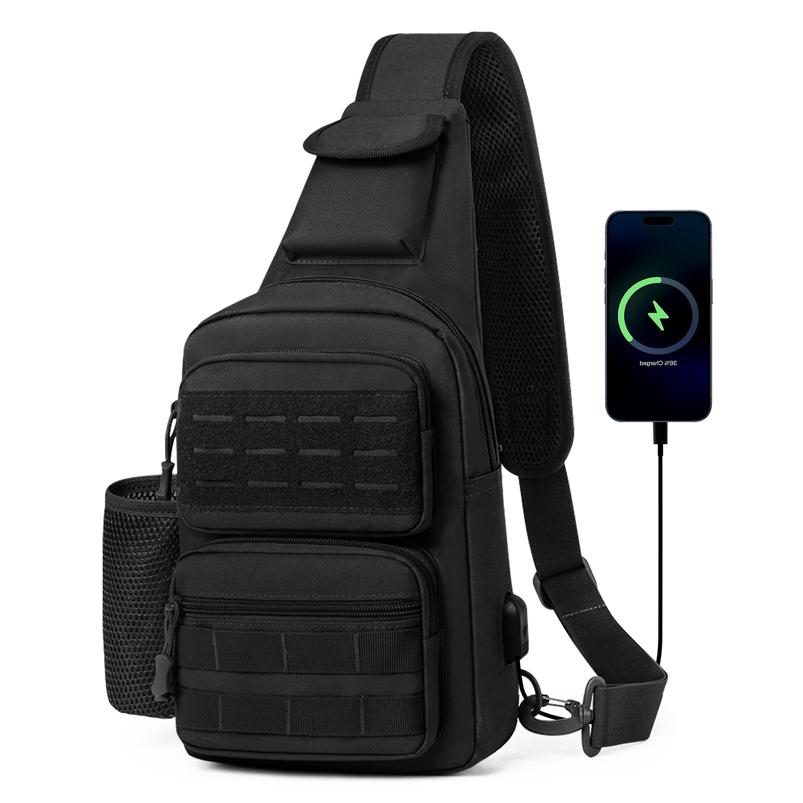 Mens Sling Backpack-Molle Tactical Military-Outdoor Travel Shoulder Chest Bag - Picture 40 of 68