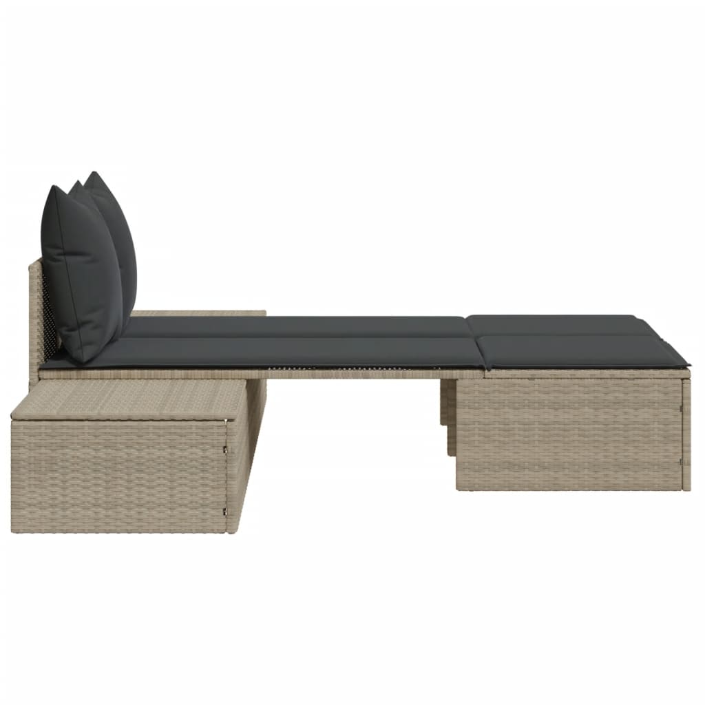 Doppel-Sonnenliege mit Auflagen Gartenliege Liegestuhl Loungeliege Poly Rattan - Bild 67 von 72