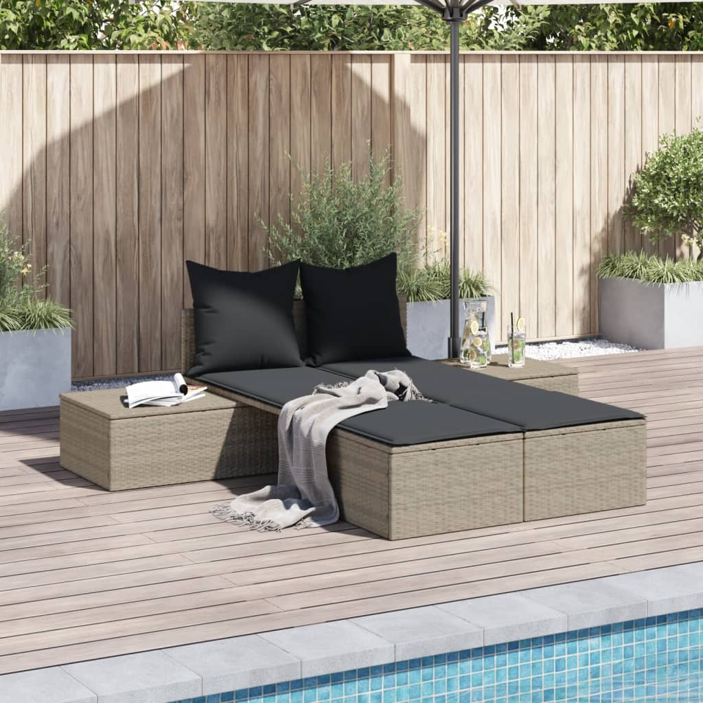 Doppel-Sonnenliege mit Auflagen Gartenliege Liegestuhl Loungeliege Poly Rattan - Bild 63 von 72