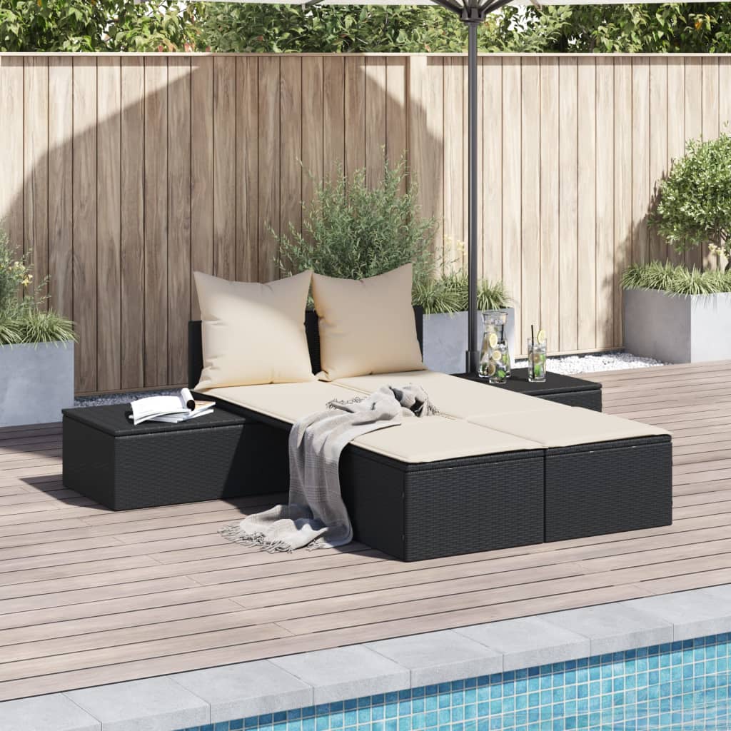 Doppel-Sonnenliege mit Auflagen Gartenliege Liegestuhl Loungeliege Poly Rattan - Bild 13 von 72