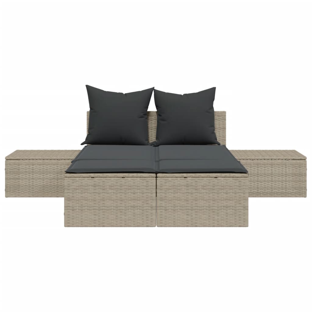 Doppel-Sonnenliege mit Auflagen Gartenliege Liegestuhl Loungeliege Poly Rattan - Bild 66 von 72